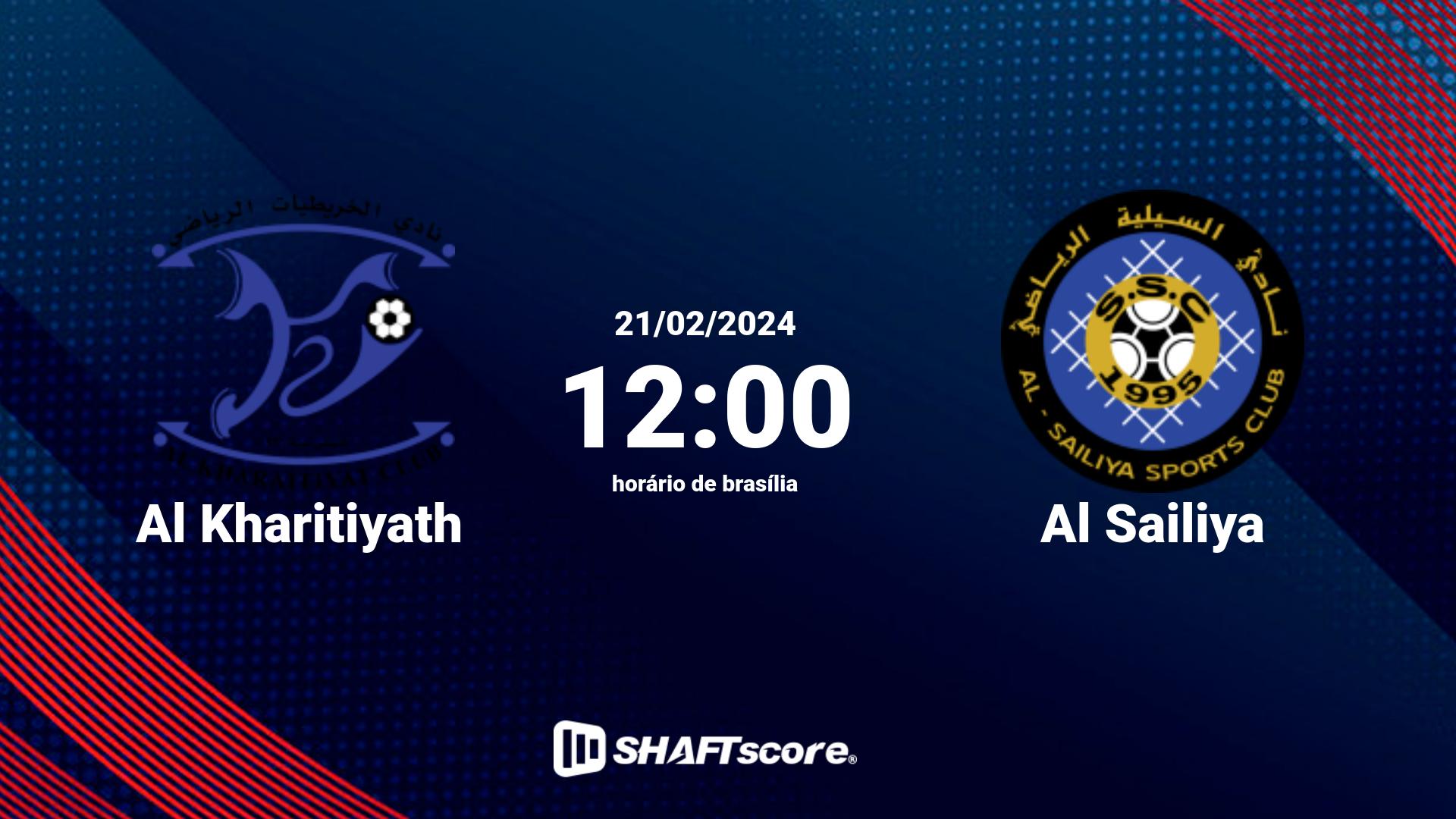 Estatísticas do jogo Al Kharitiyath vs Al Sailiya 21.02 12:00