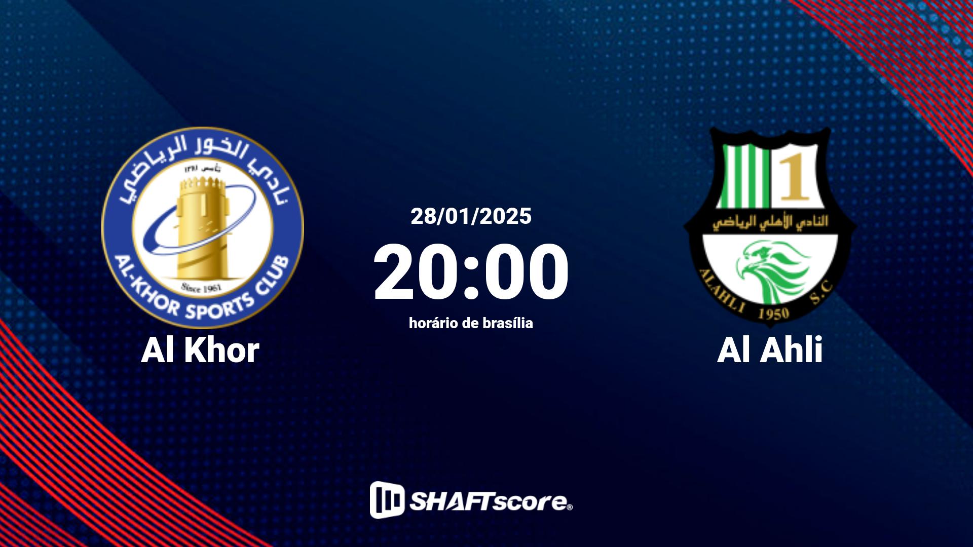 Estatísticas do jogo Al Khor vs Al Ahli 28.01 20:00