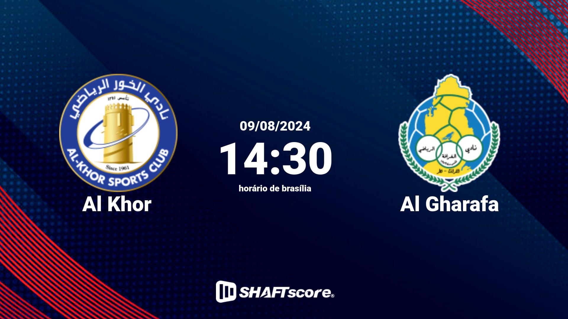 Estatísticas do jogo Al Khor vs Al Gharafa 09.08 14:30