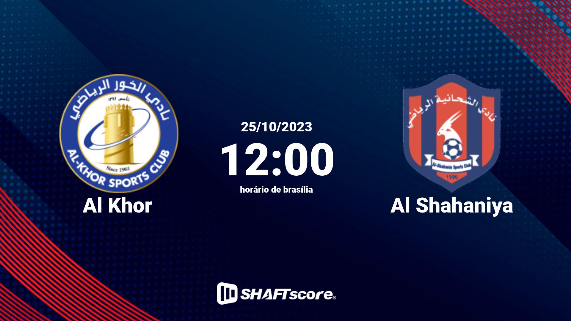 Estatísticas do jogo Al Khor vs Al Shahaniya 25.10 12:00