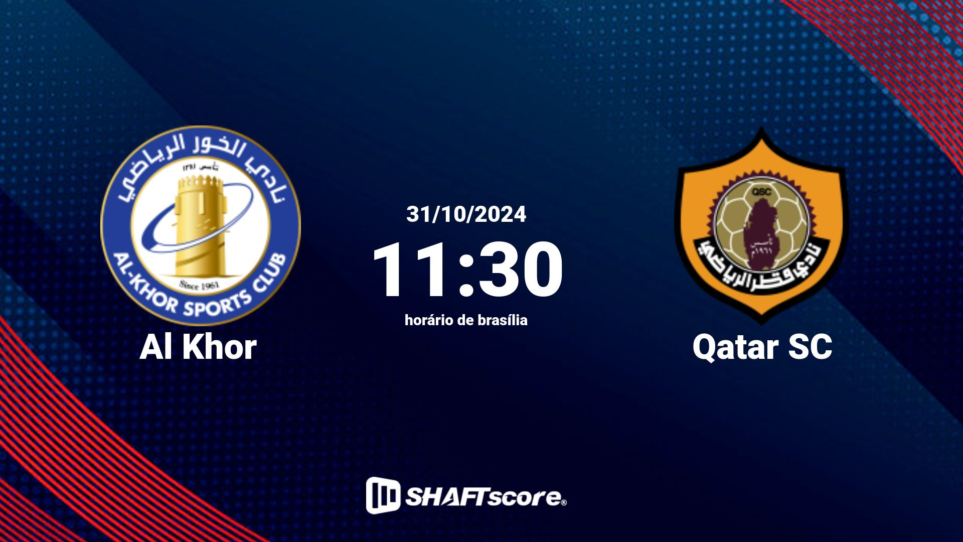 Estatísticas do jogo Al Khor vs Qatar SC 31.10 11:30