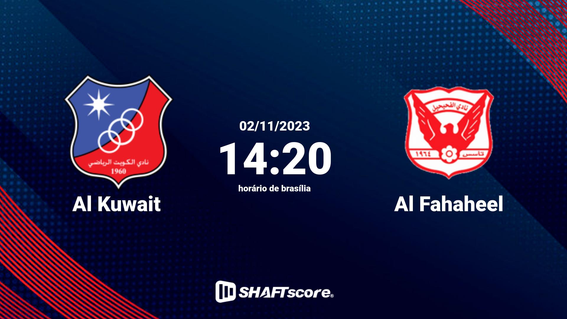 Estatísticas do jogo Al Kuwait vs Al Fahaheel 02.11 14:20