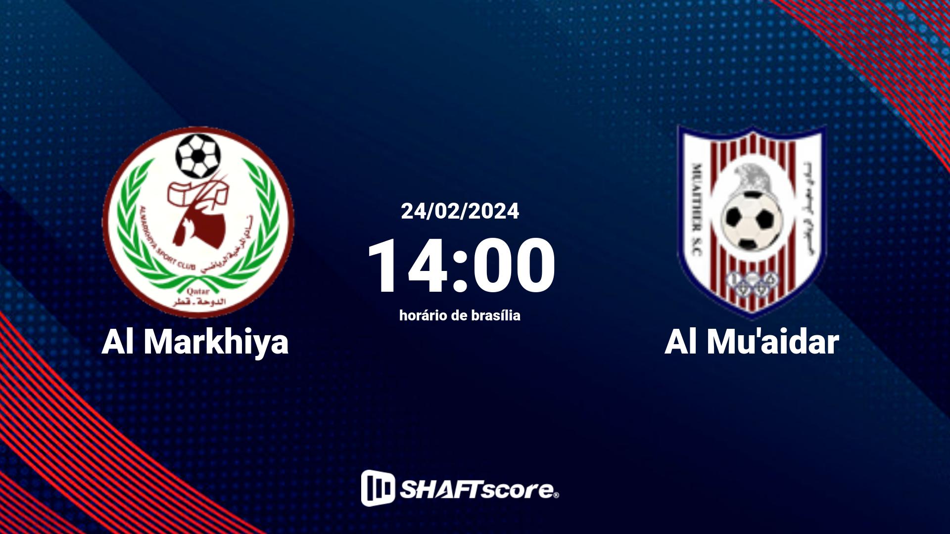 Estatísticas do jogo Al Markhiya vs Al Mu'aidar 24.02 14:00