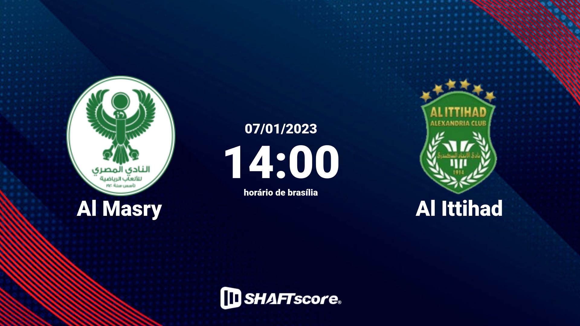 Estatísticas do jogo Al Masry vs Al Ittihad 07.01 14:00