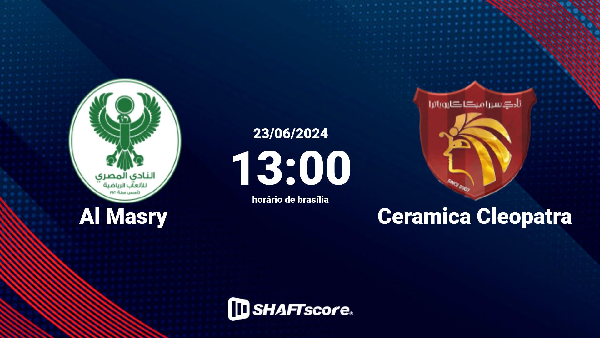 Estatísticas do jogo Al Masry vs Ceramica Cleopatra 23.06 13:00