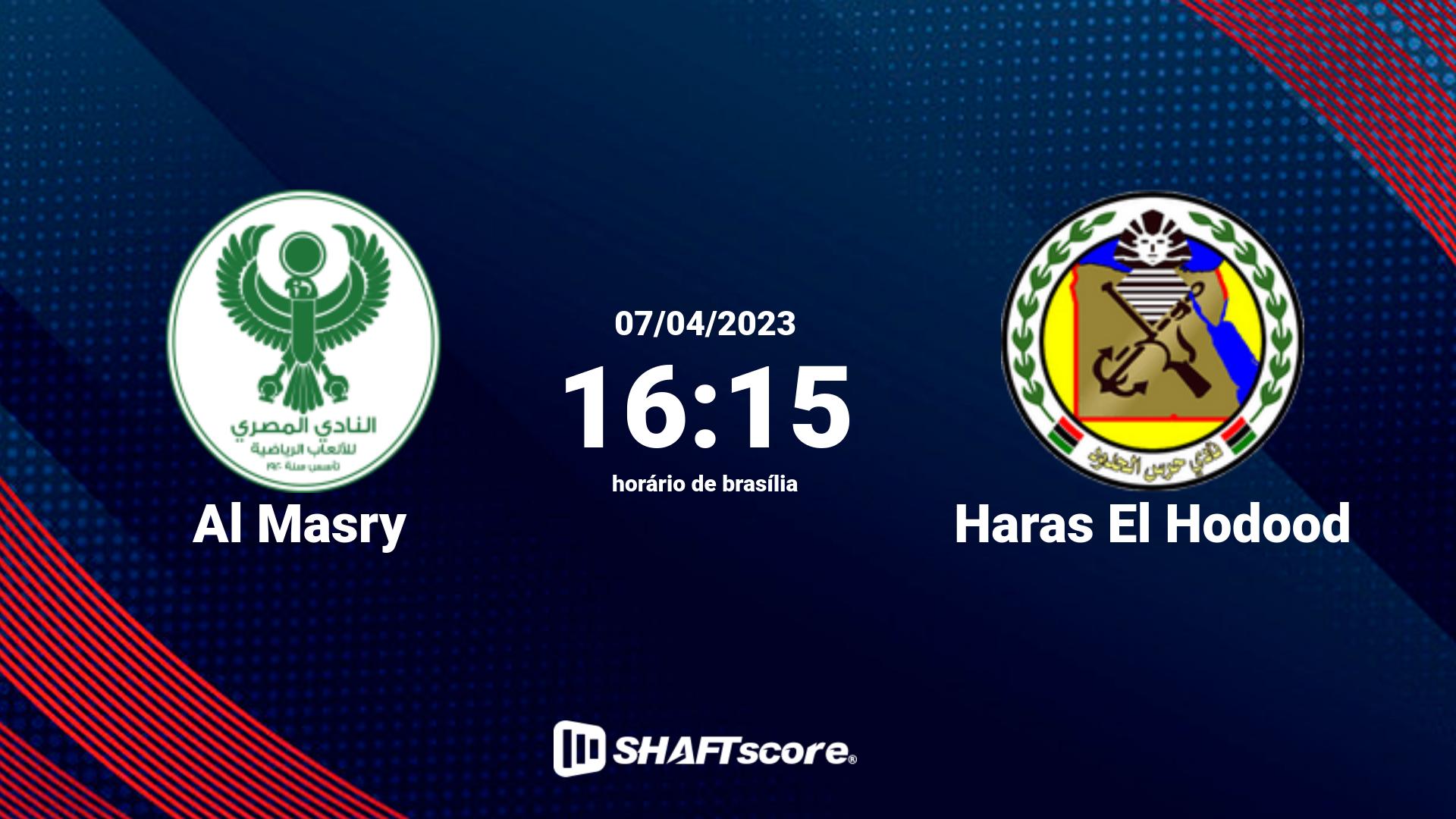 Estatísticas do jogo Al Masry vs Haras El Hodood 07.04 16:15