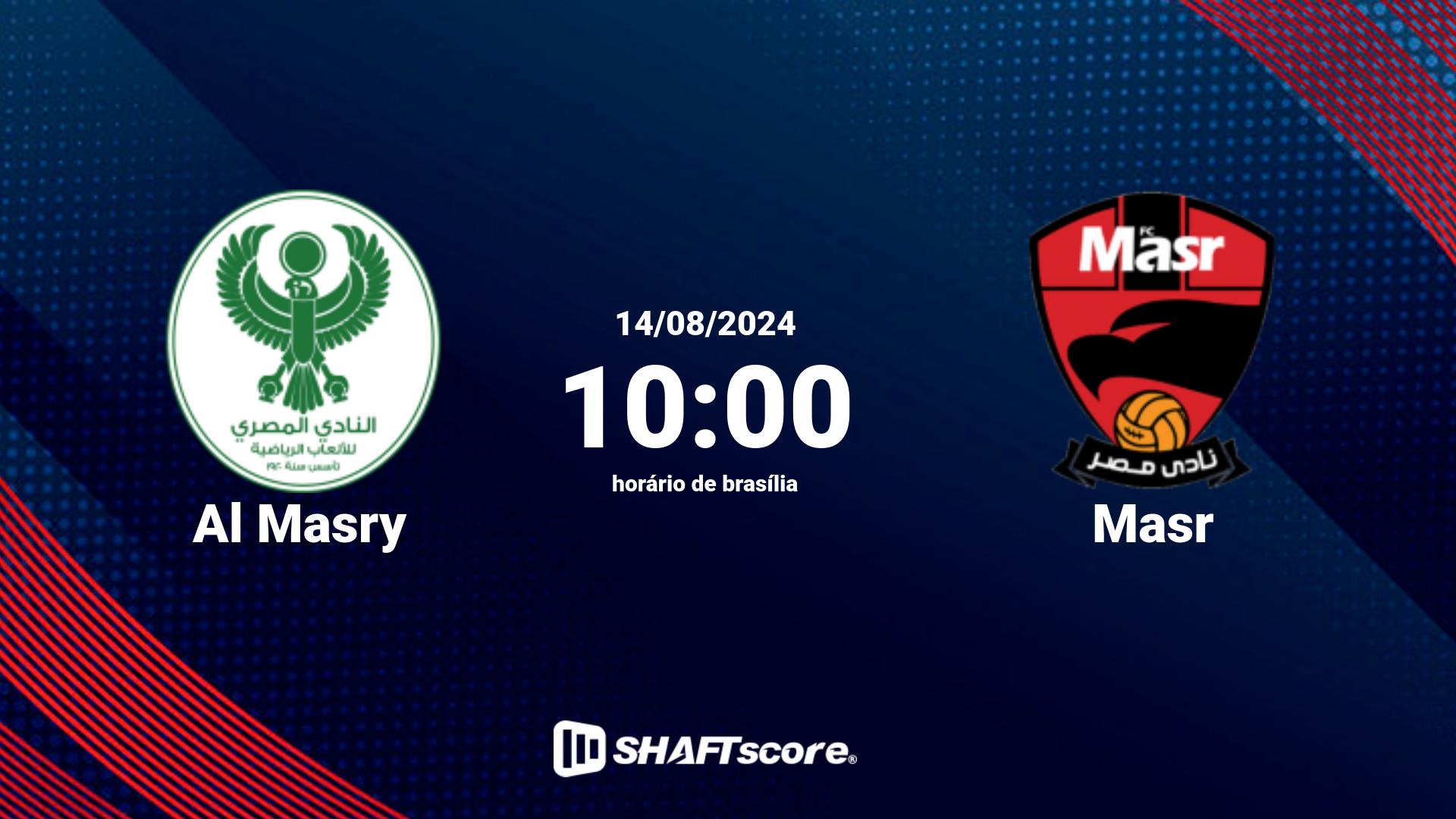 Estatísticas do jogo Al Masry vs Masr 14.08 10:00