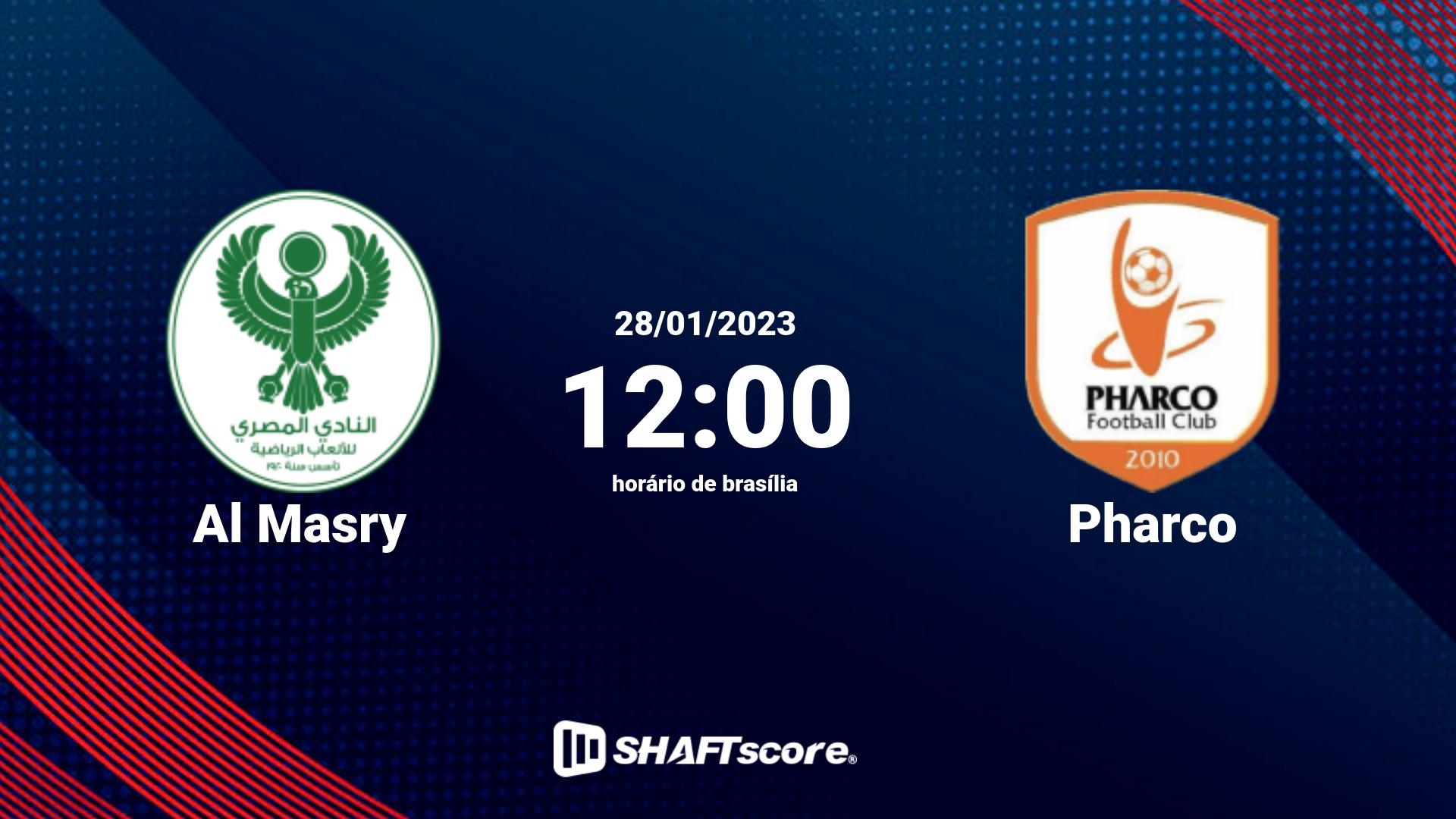 Estatísticas do jogo Al Masry vs Pharco 28.01 12:00