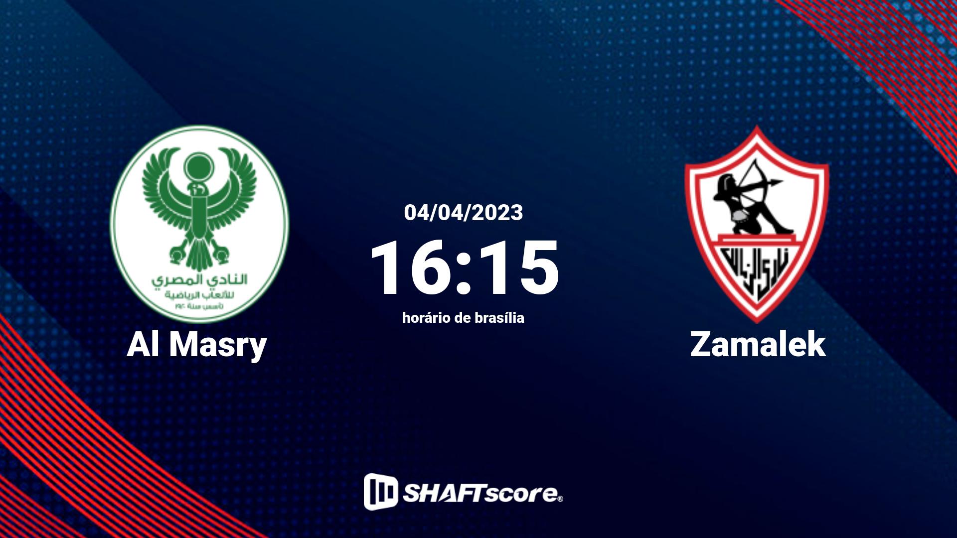 Estatísticas do jogo Al Masry vs Zamalek 04.04 16:15