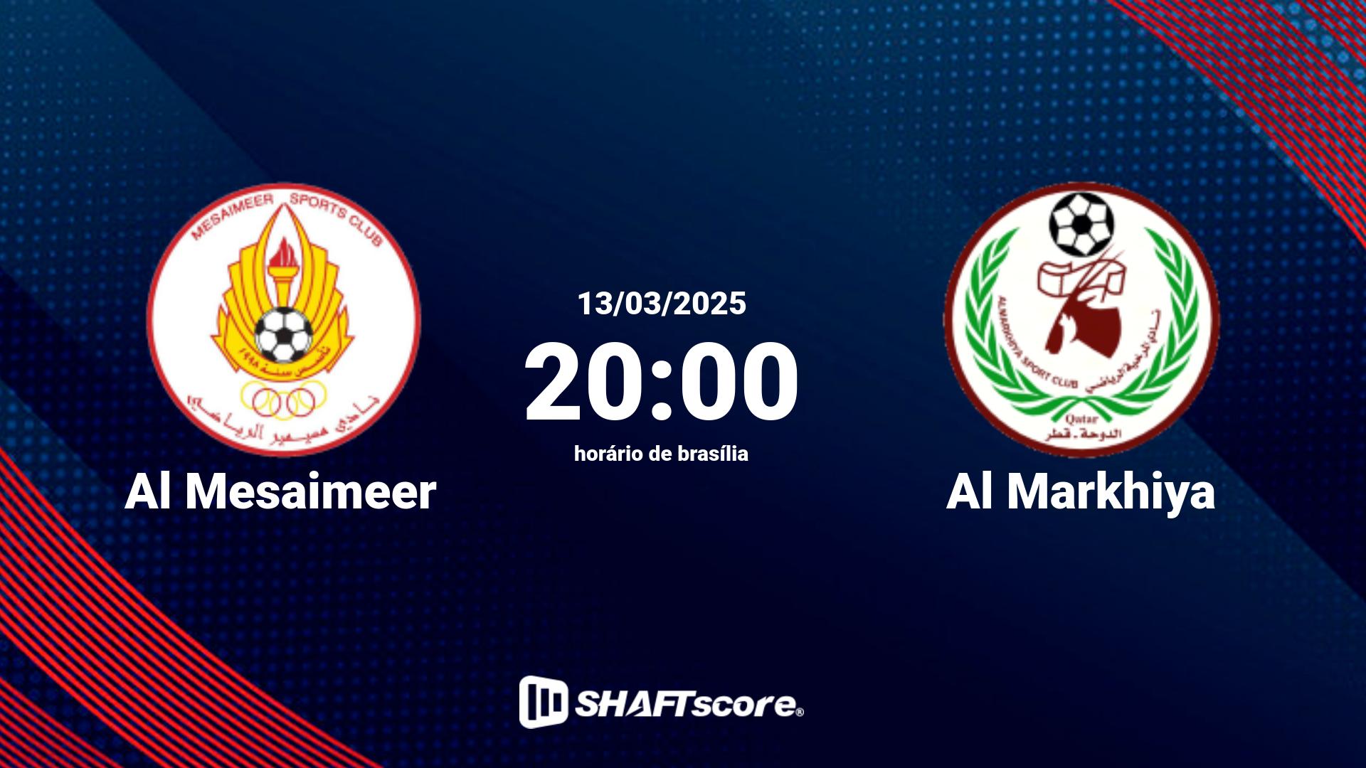 Estatísticas do jogo Al Mesaimeer vs Al Markhiya 13.03 20:00