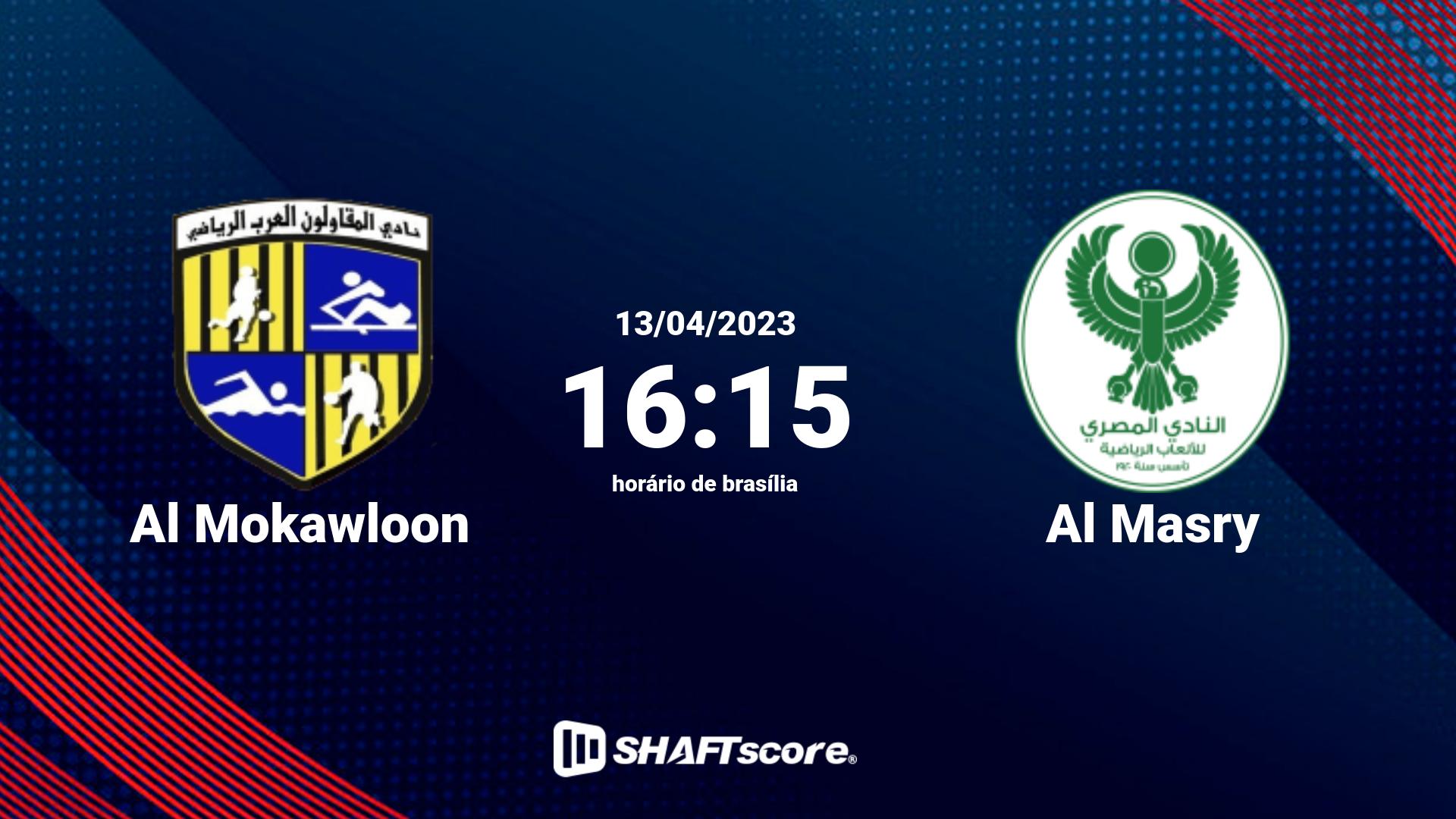 Estatísticas do jogo Al Mokawloon vs Al Masry 13.04 16:15