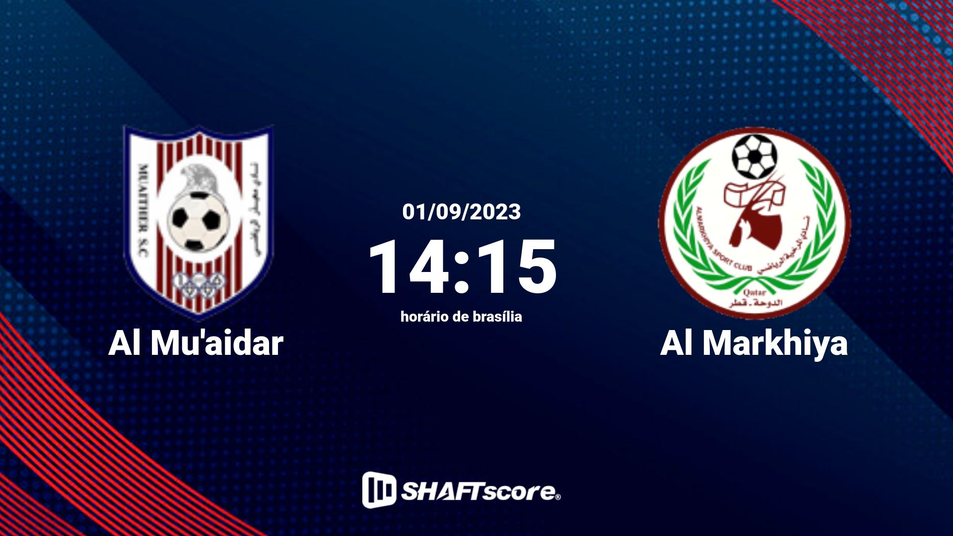 Estatísticas do jogo Al Mu'aidar vs Al Markhiya 01.09 14:15