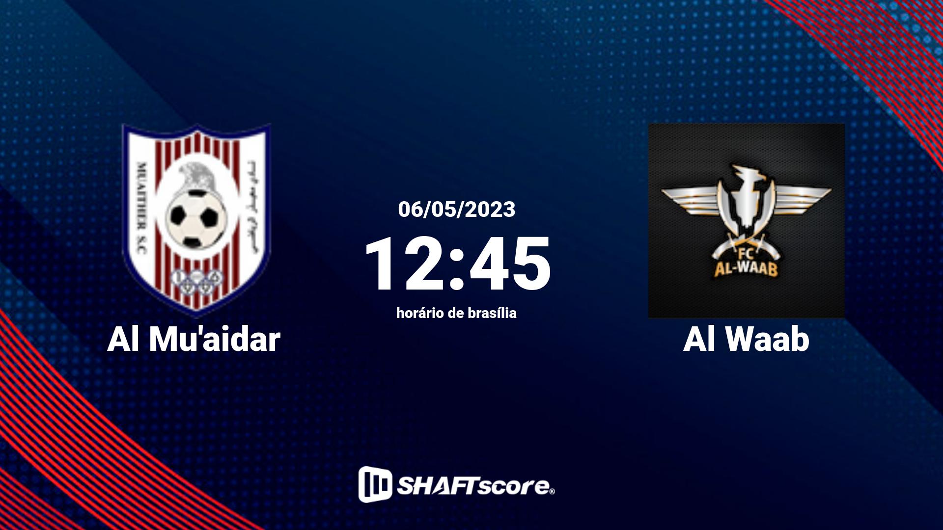 Estatísticas do jogo Al Mu'aidar vs Al Waab 06.05 12:45