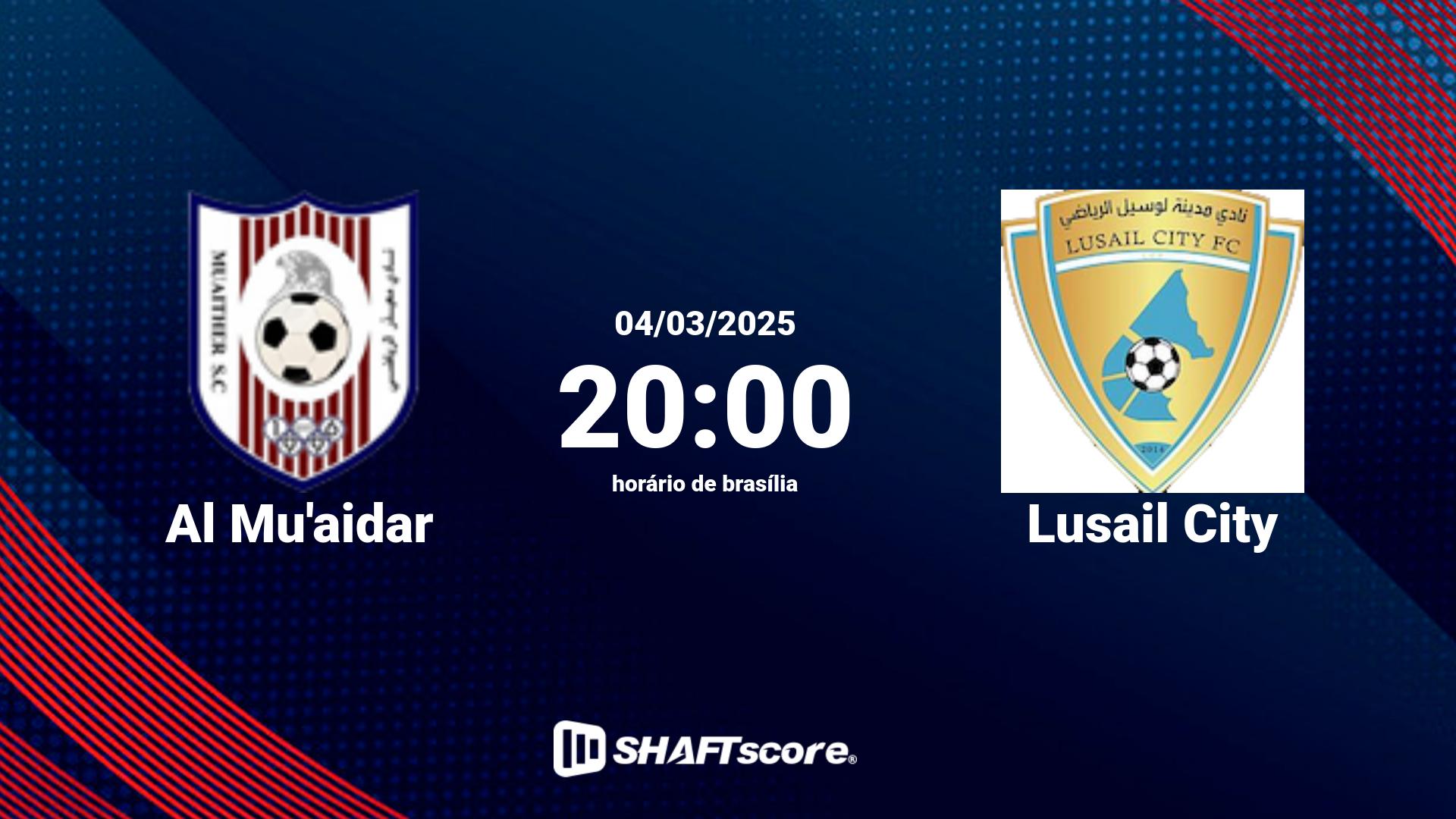 Estatísticas do jogo Al Mu'aidar vs Lusail City 04.03 20:00