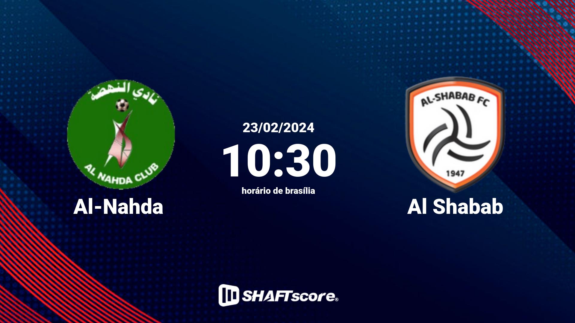 Estatísticas do jogo Al-Nahda vs Al Shabab 23.02 10:30