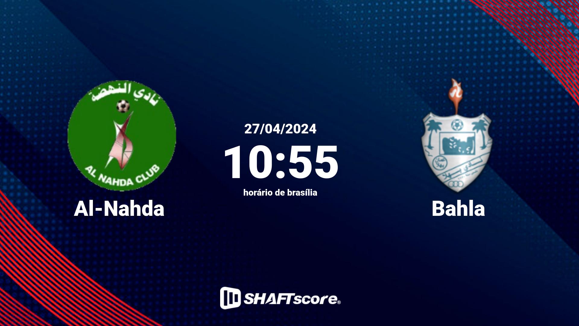 Estatísticas do jogo Al-Nahda vs Bahla 27.04 10:55