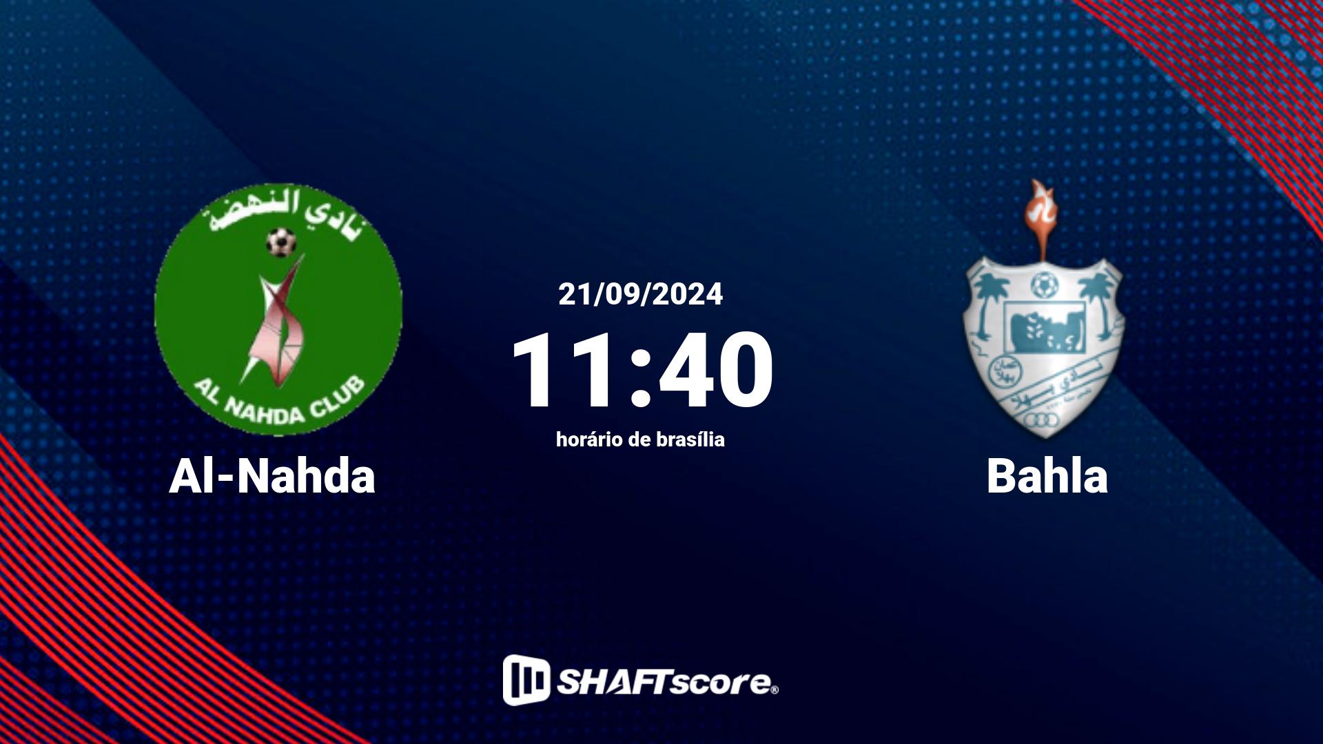 Estatísticas do jogo Al-Nahda vs Bahla 21.09 11:40