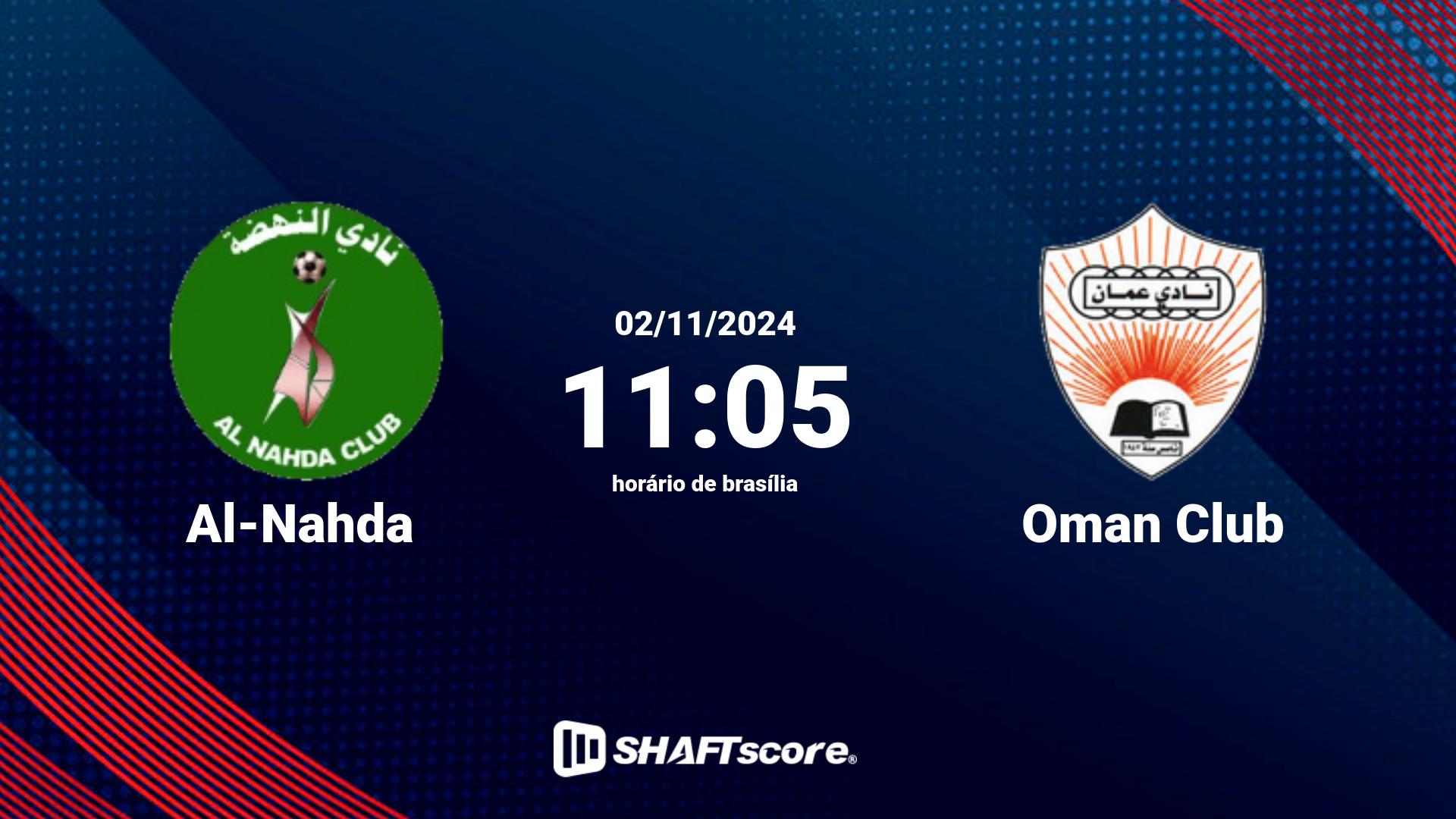 Estatísticas do jogo Al-Nahda vs Oman Club 02.11 11:05