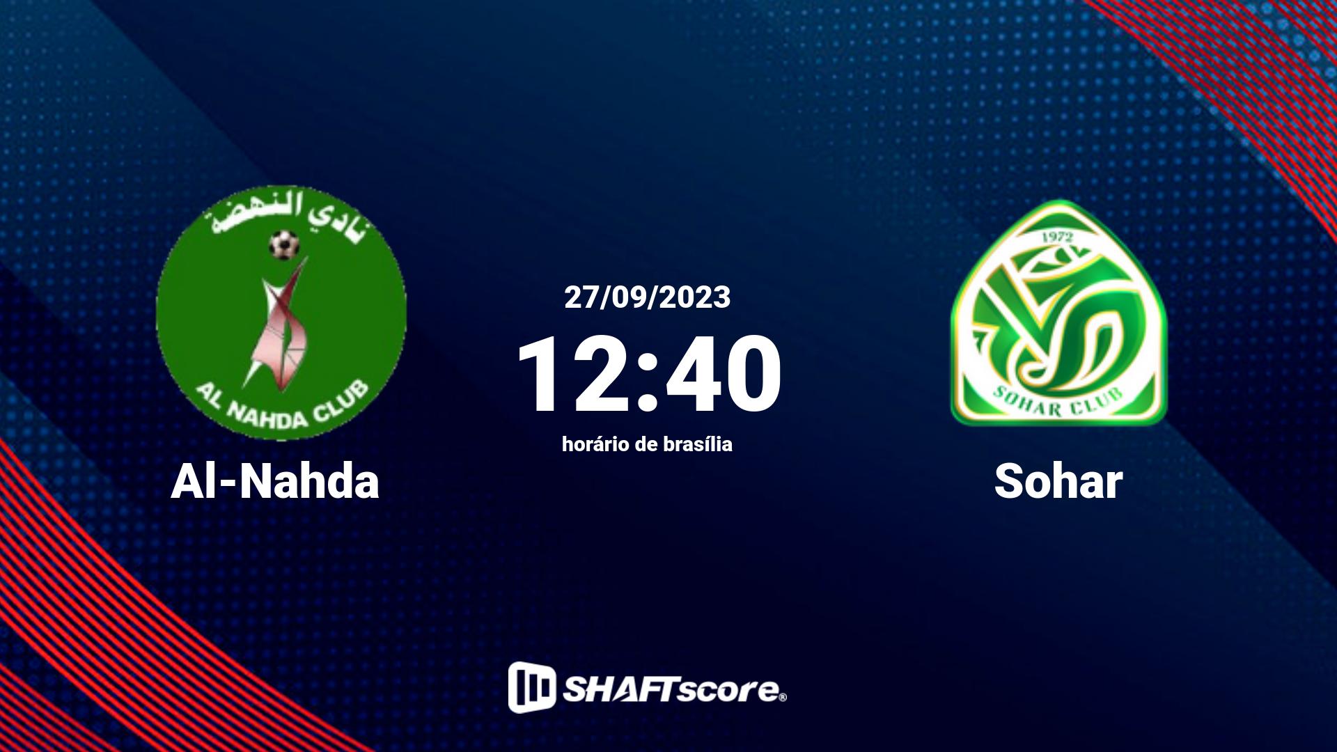 Estatísticas do jogo Al-Nahda vs Sohar 27.09 12:40