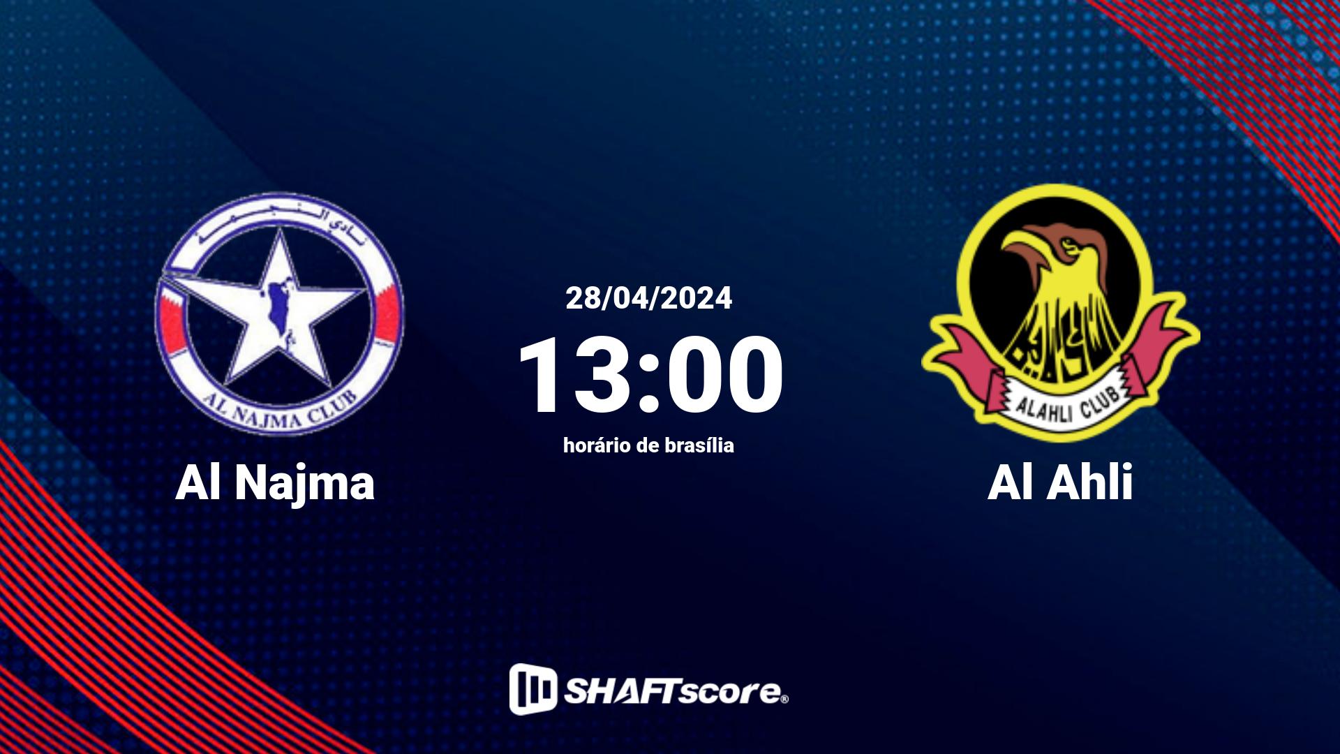 Estatísticas do jogo Al Najma vs Al Ahli 28.04 13:00