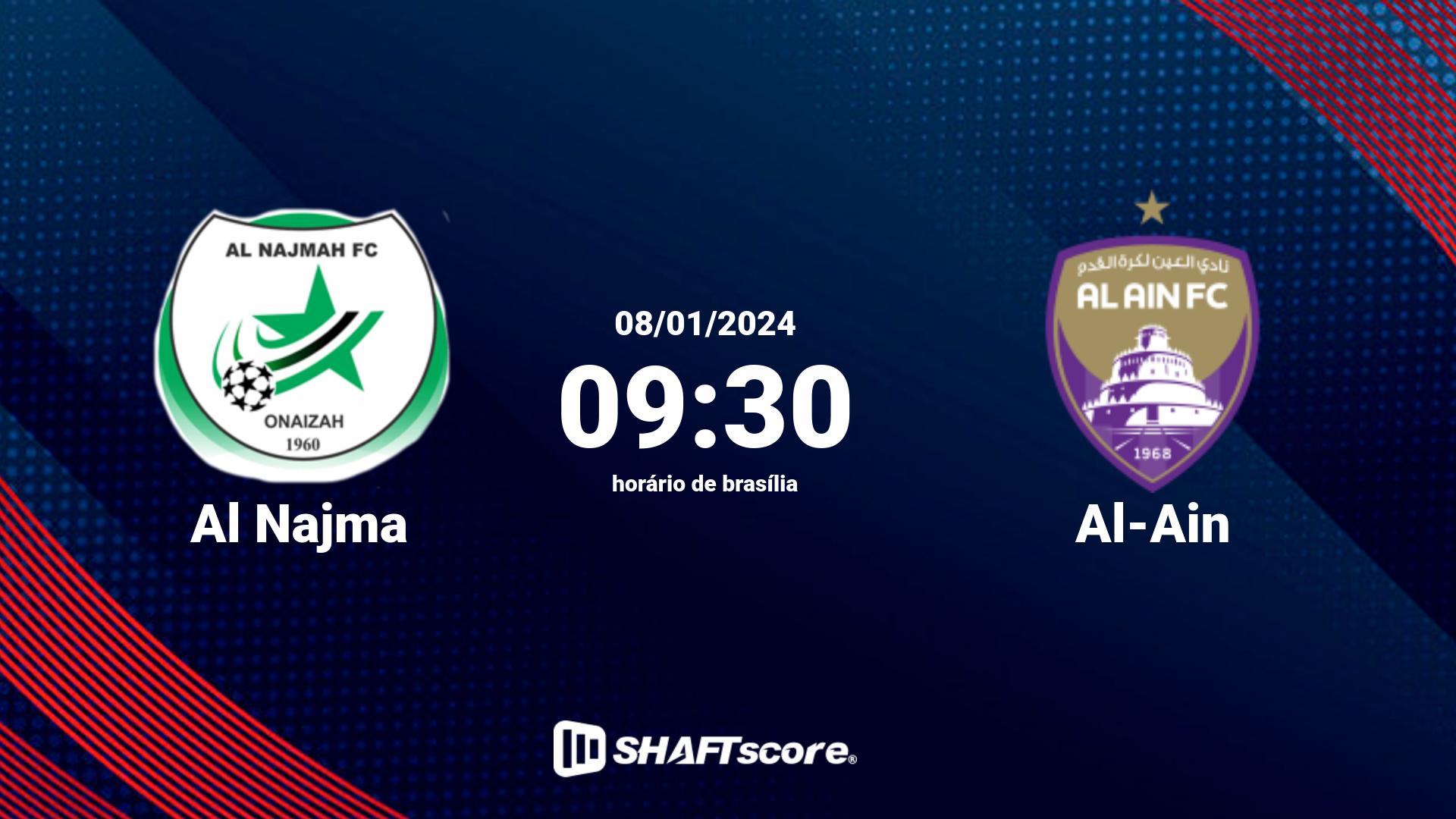 Estatísticas do jogo Al Najma vs Al-Ain 08.01 09:30