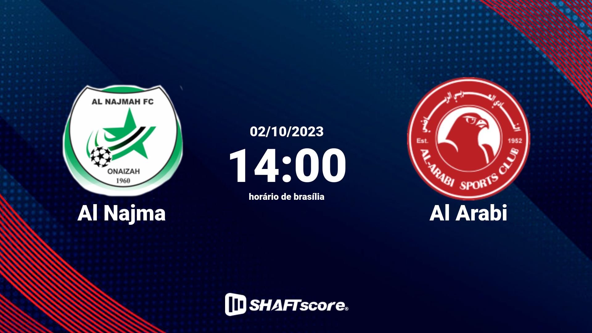 Estatísticas do jogo Al Najma vs Al Arabi 02.10 14:00