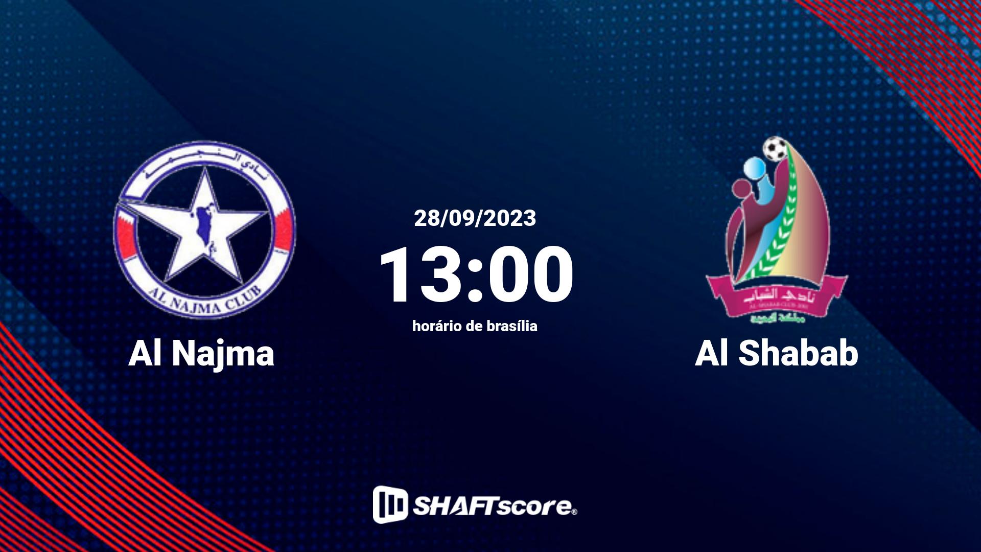 Estatísticas do jogo Al Najma vs Al Shabab 28.09 13:00