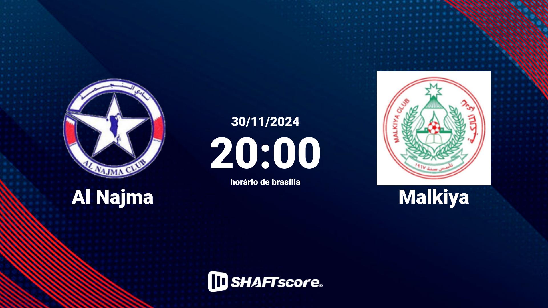 Estatísticas do jogo Al Najma vs Malkiya 30.11 20:00