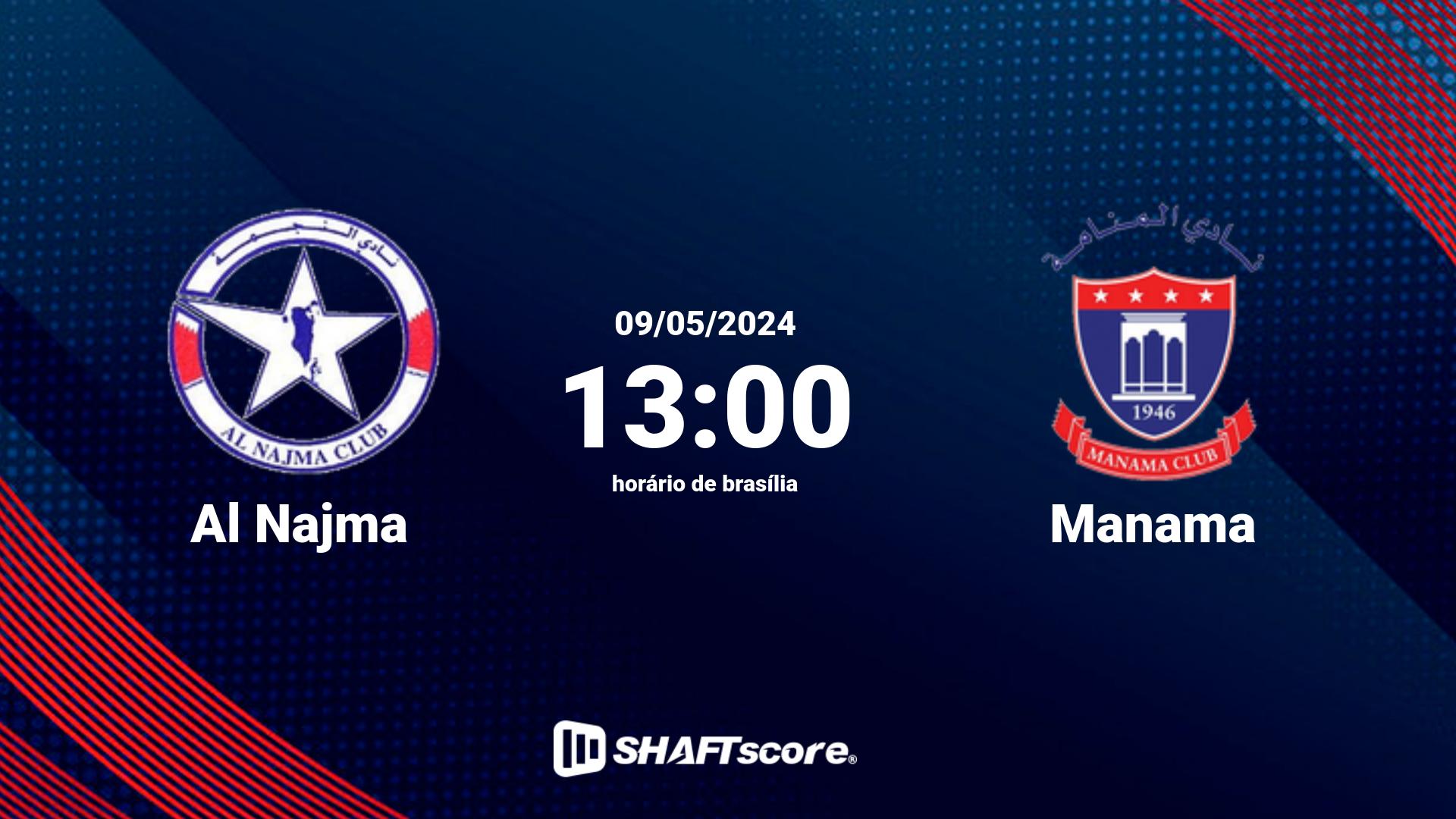 Estatísticas do jogo Al Najma vs Manama 09.05 13:00