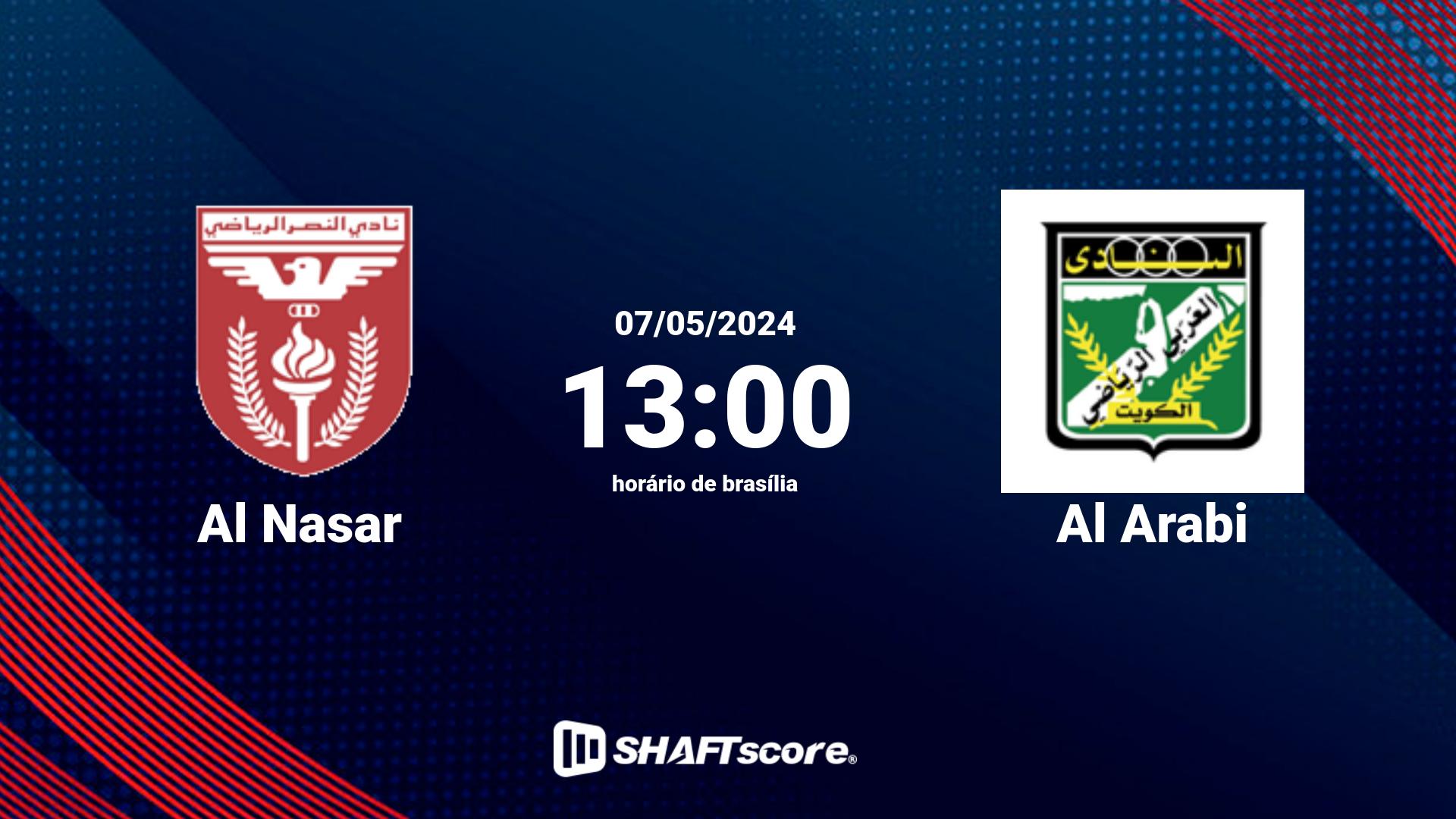 Estatísticas do jogo Al Nasar vs Al Arabi 07.05 13:00