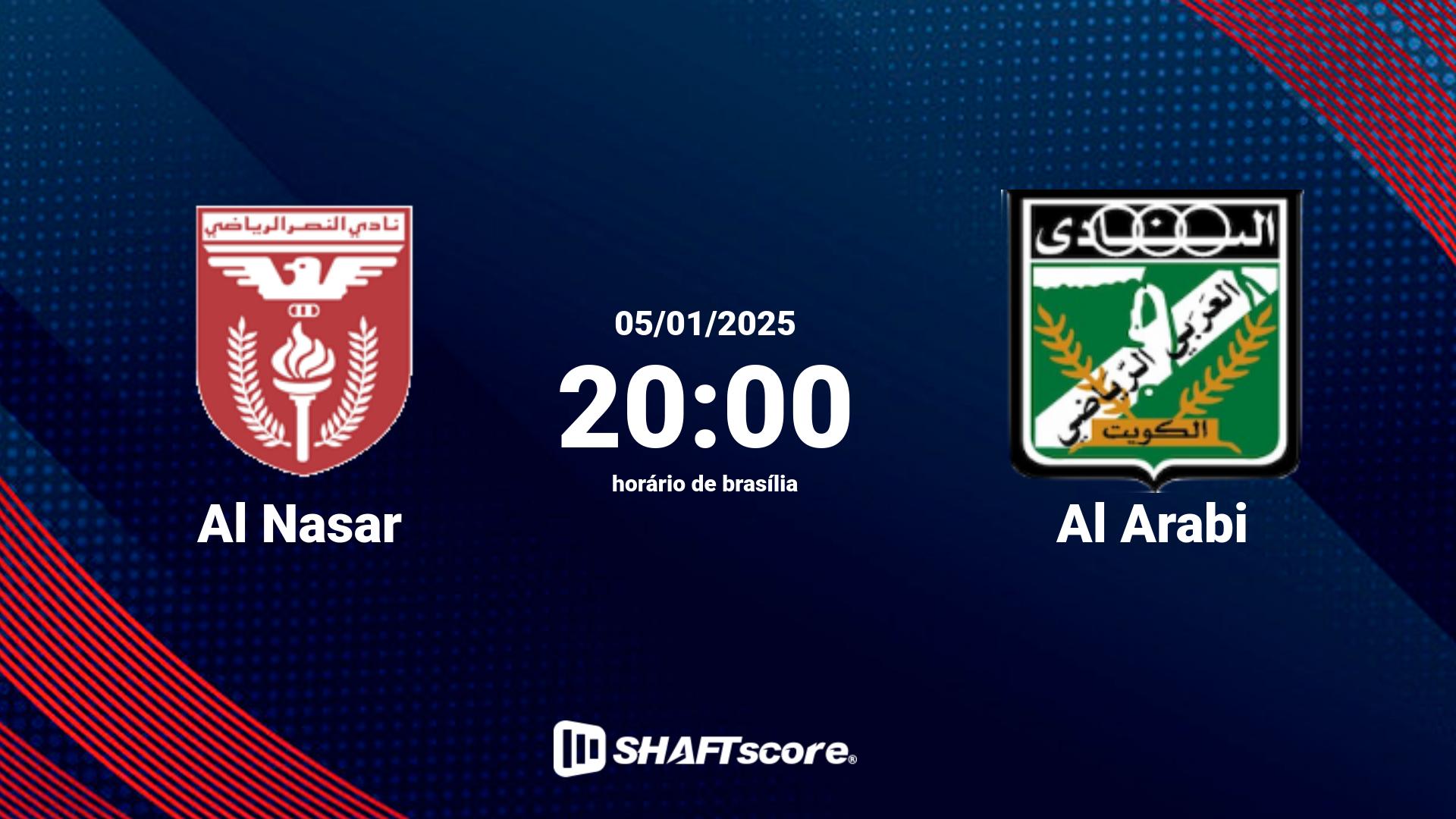 Estatísticas do jogo Al Nasar vs Al Arabi 05.01 20:00