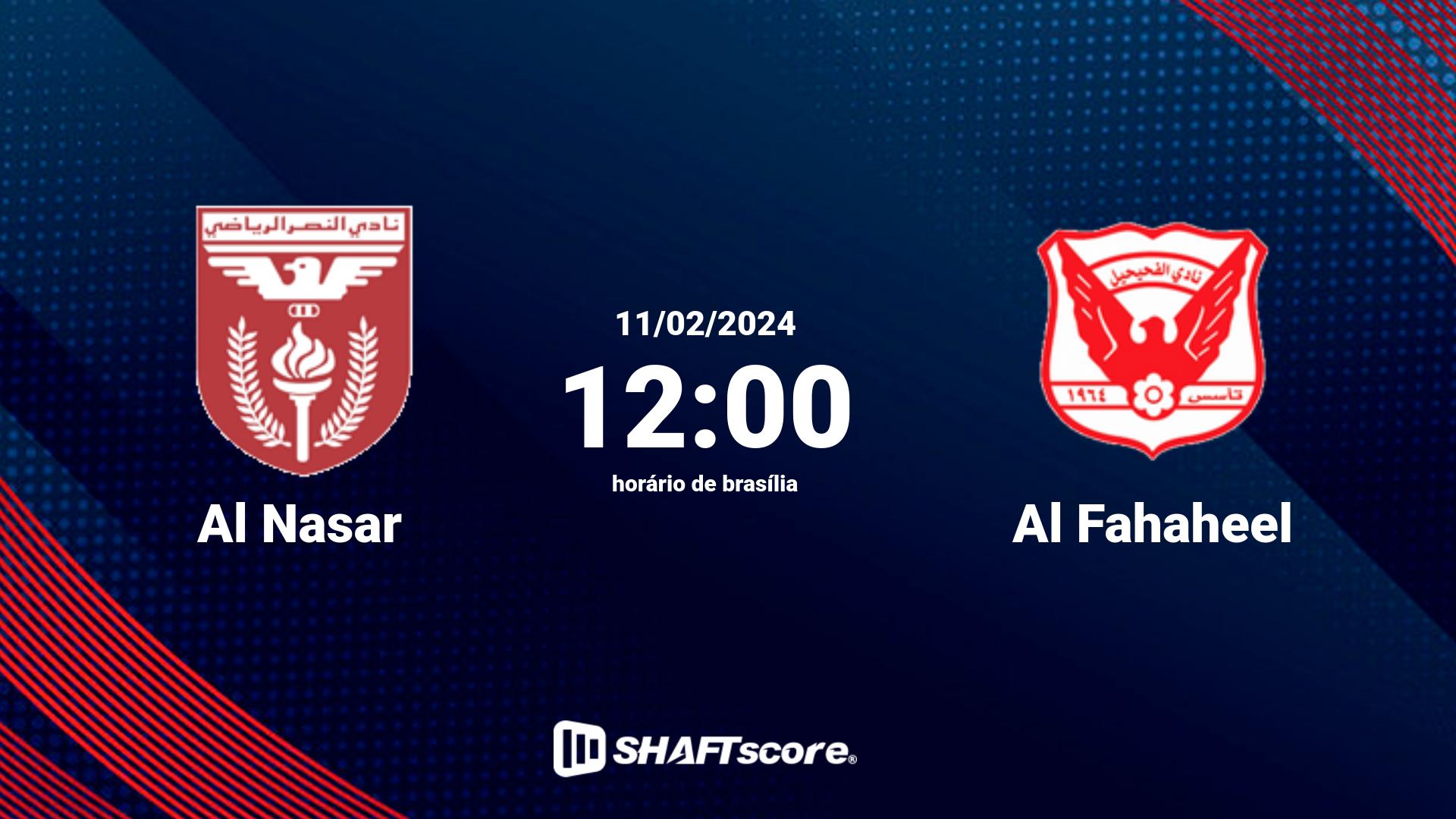 Estatísticas do jogo Al Nasar vs Al Fahaheel 11.02 12:00