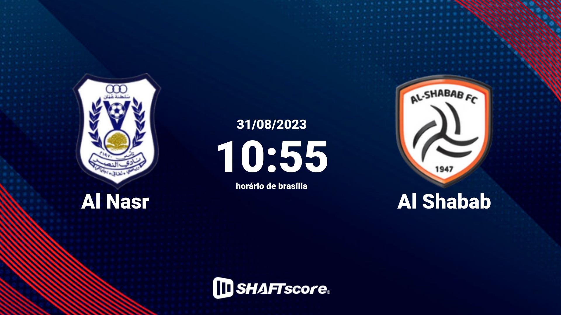 Estatísticas do jogo Al Nasr vs Al Shabab 31.08 10:55