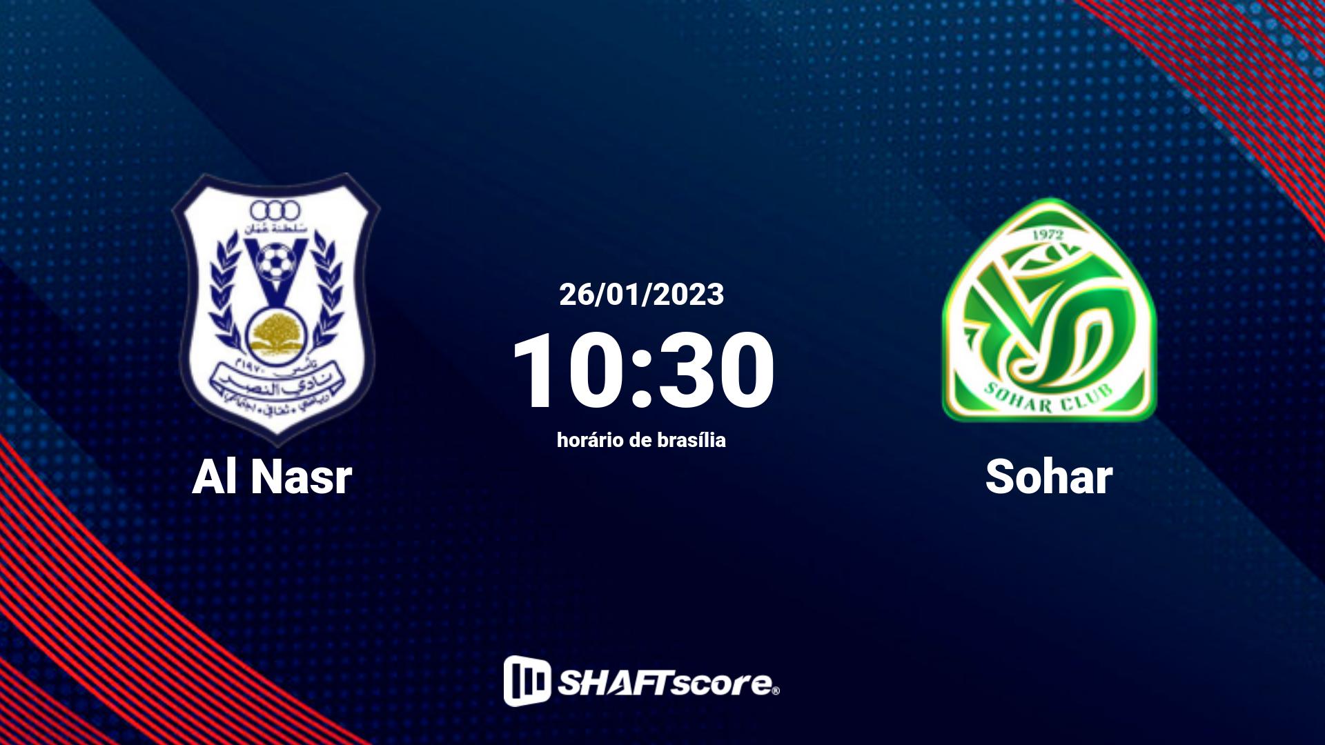 Estatísticas do jogo Al Nasr vs Sohar 26.01 10:30