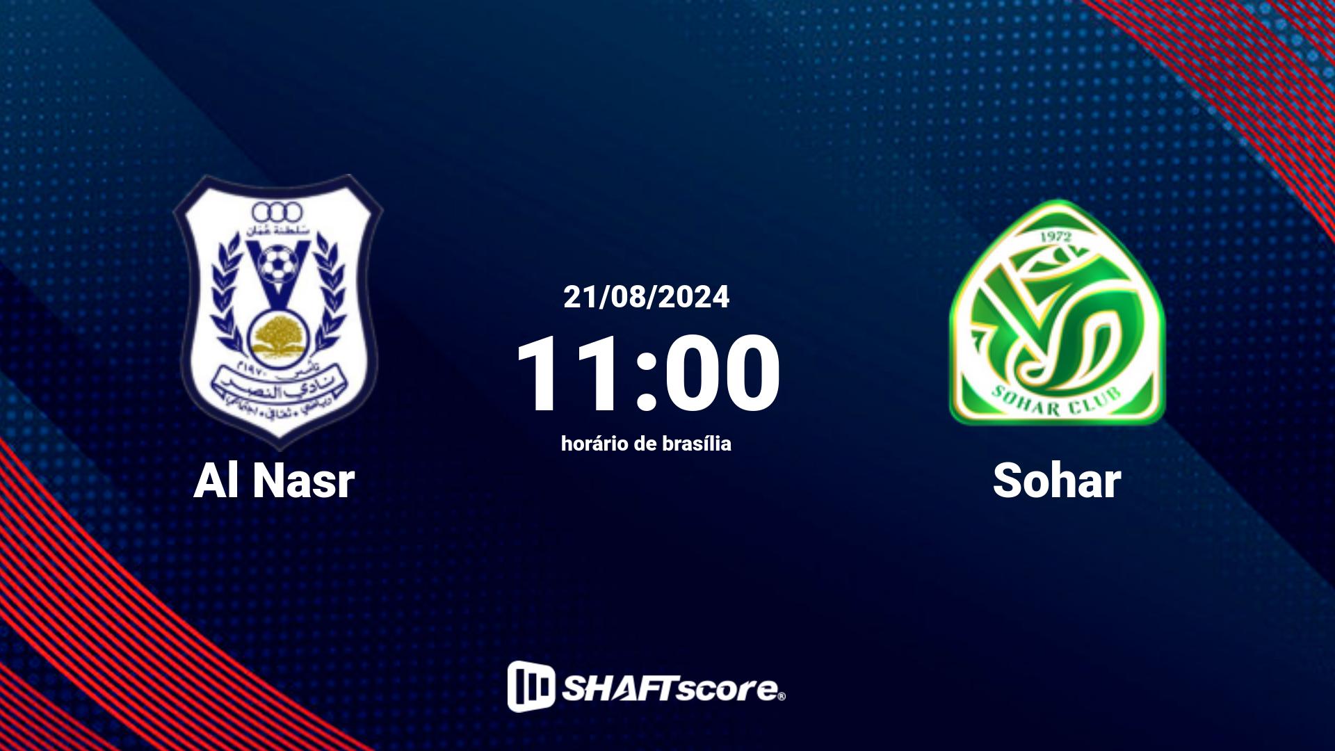 Estatísticas do jogo Al Nasr vs Sohar 21.08 11:00