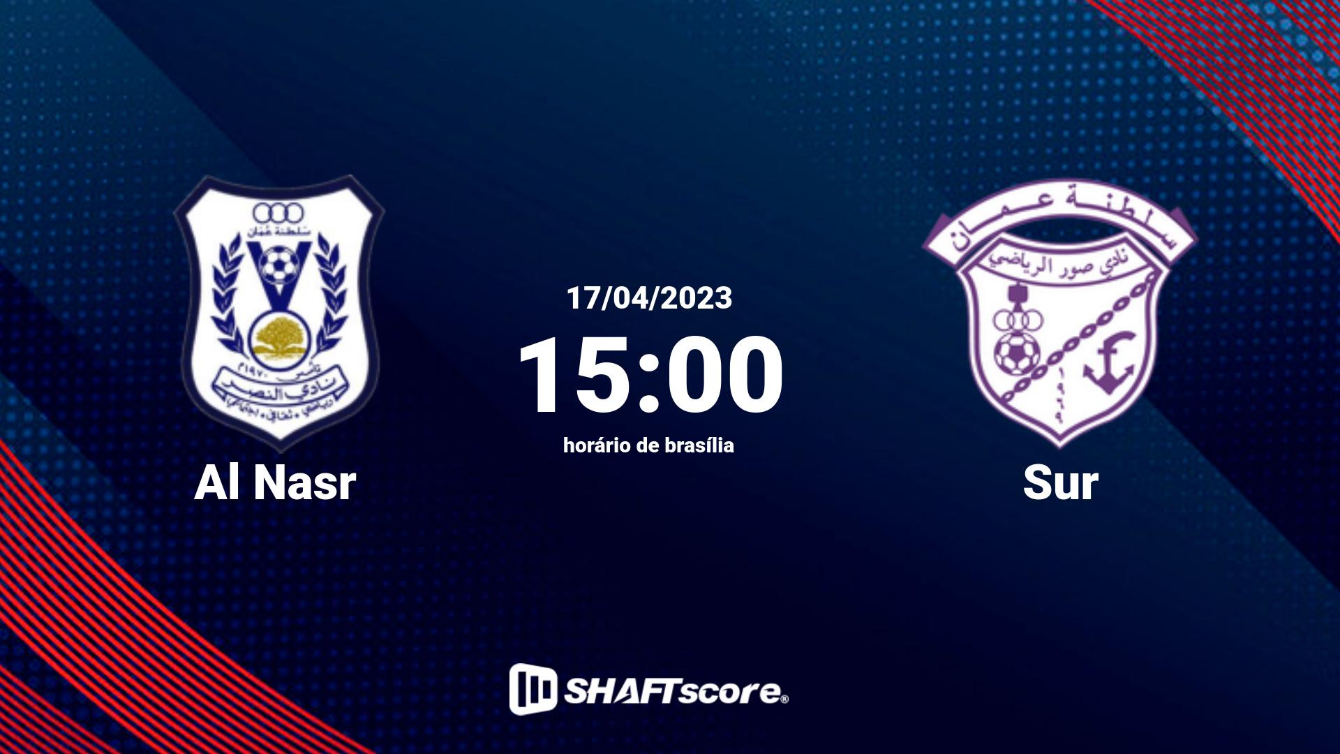 Estatísticas do jogo Al Nasr vs Sur 17.04 15:00