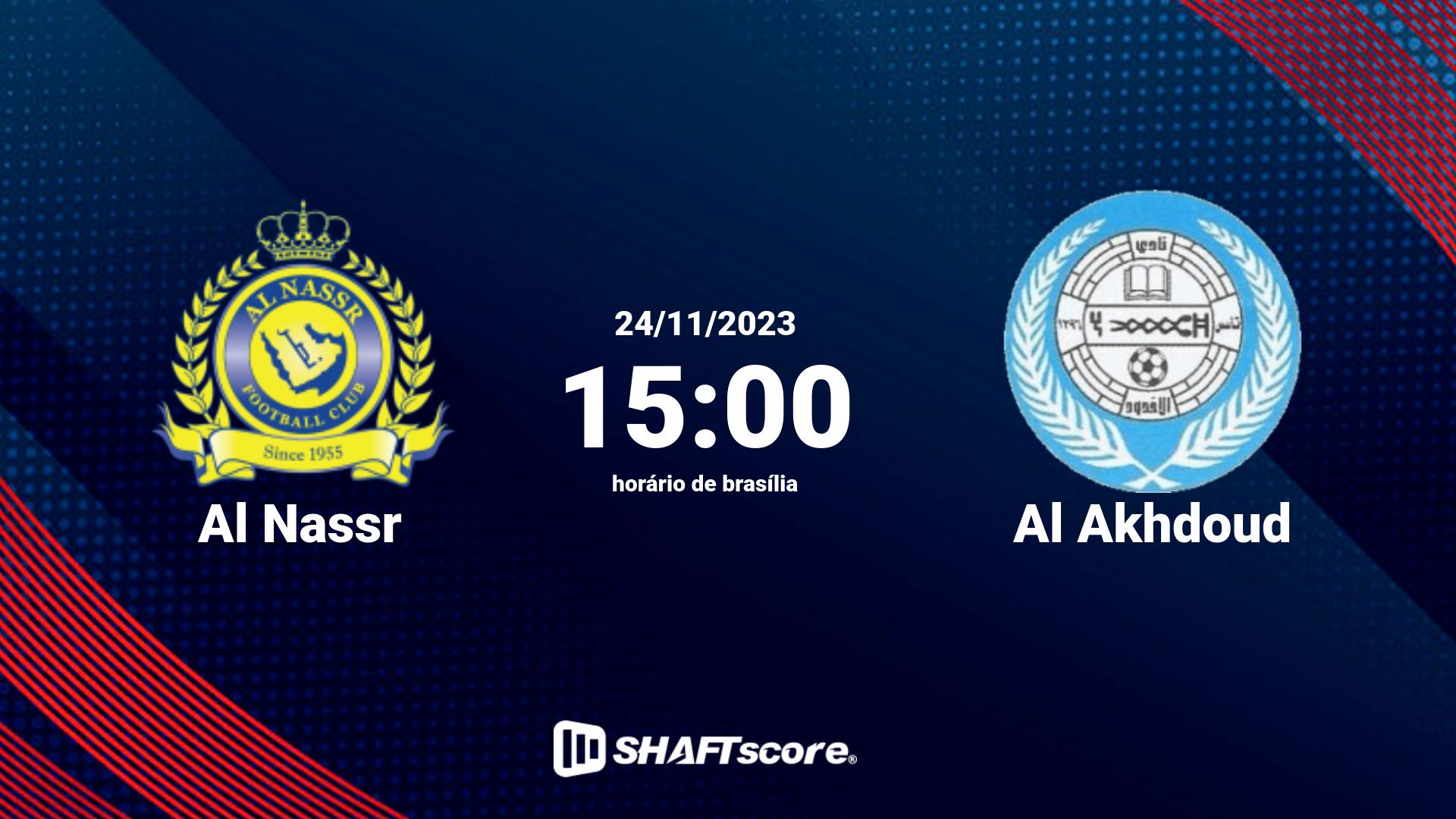 Estatísticas do jogo Al Nassr vs Al Akhdoud 24.11 15:00