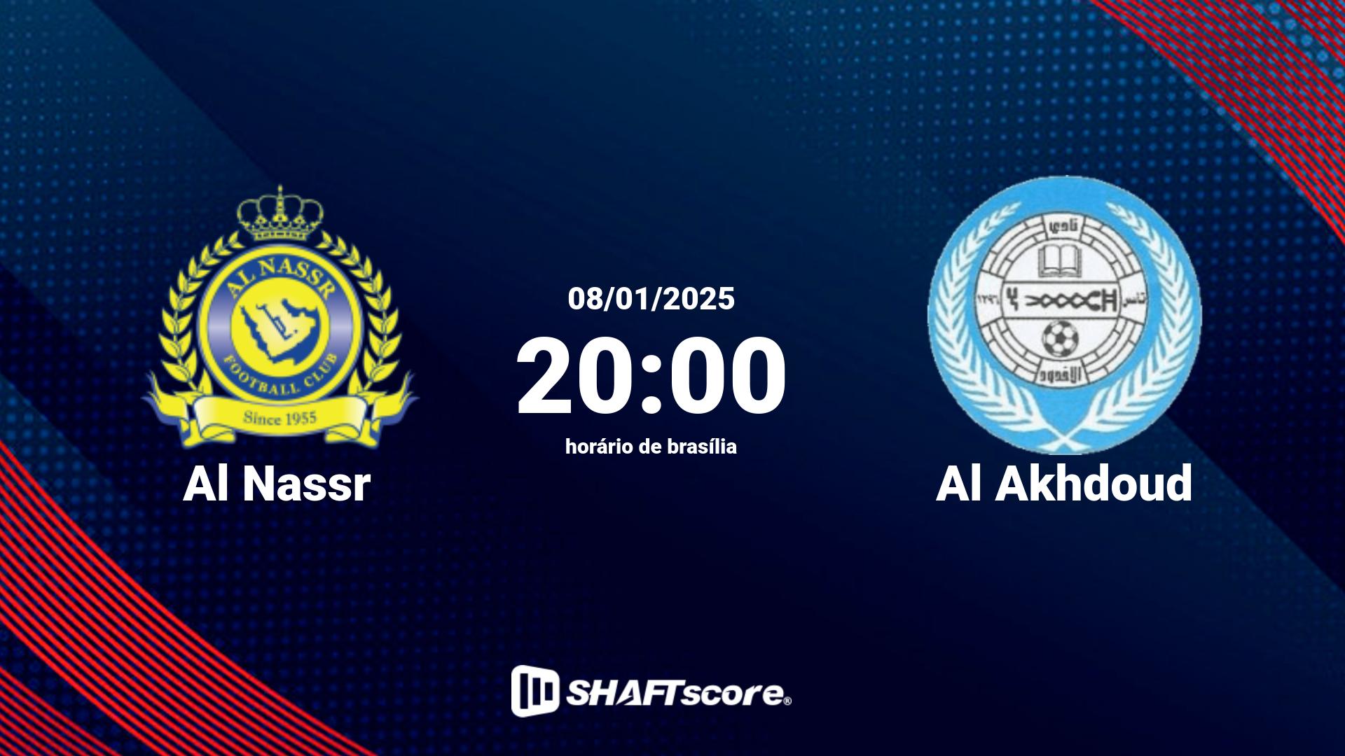 Estatísticas do jogo Al Nassr vs Al Akhdoud 08.01 20:00