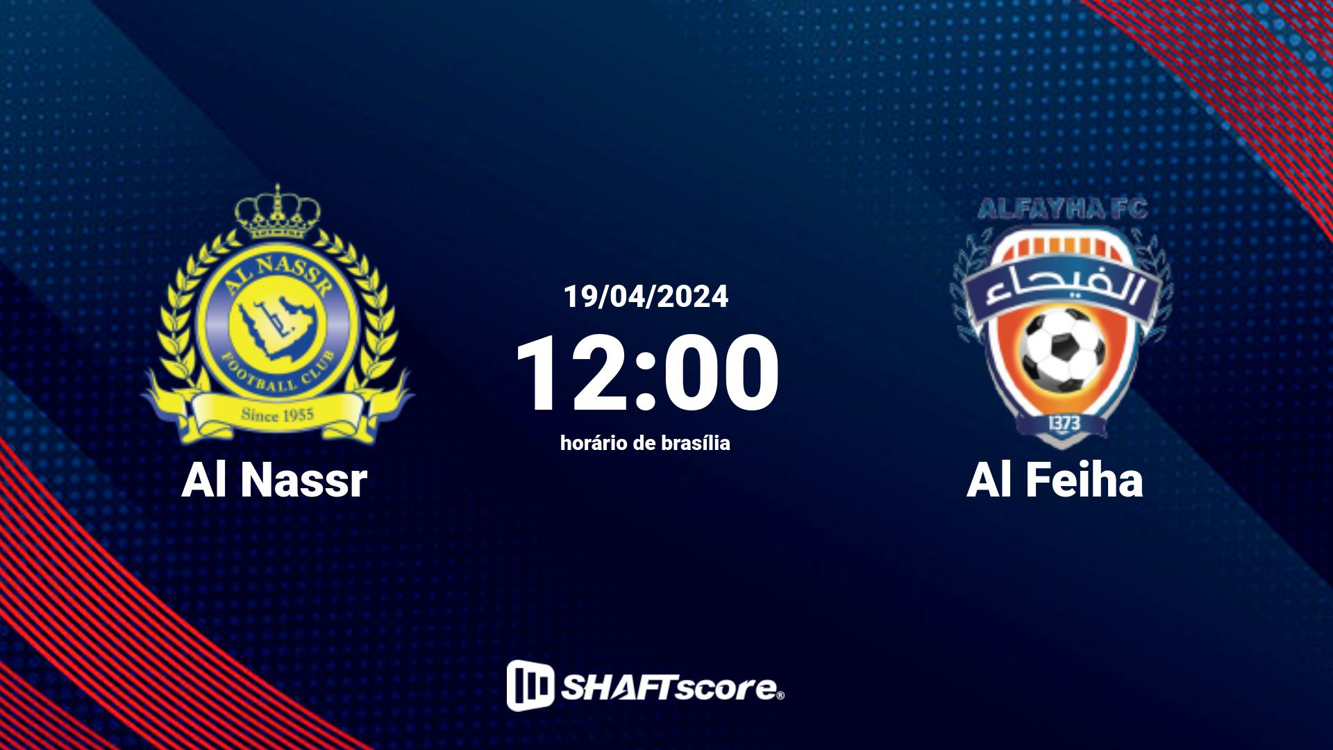 Estatísticas do jogo Al Nassr vs Al Feiha 19.04 12:00