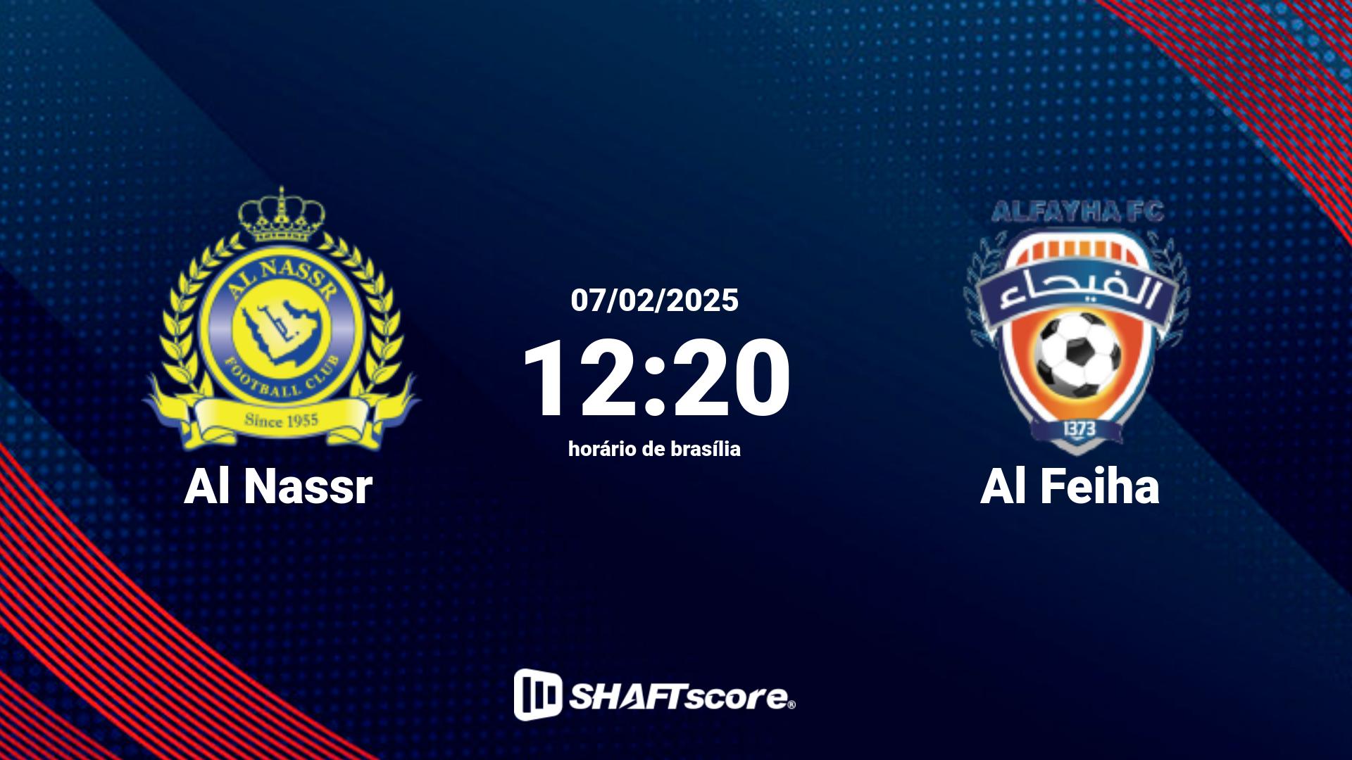 Estatísticas do jogo Al Nassr vs Al Feiha 07.02 12:20