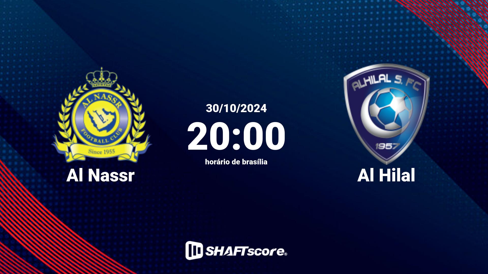 Estatísticas do jogo Al Nassr vs Al Hilal 30.10 20:00