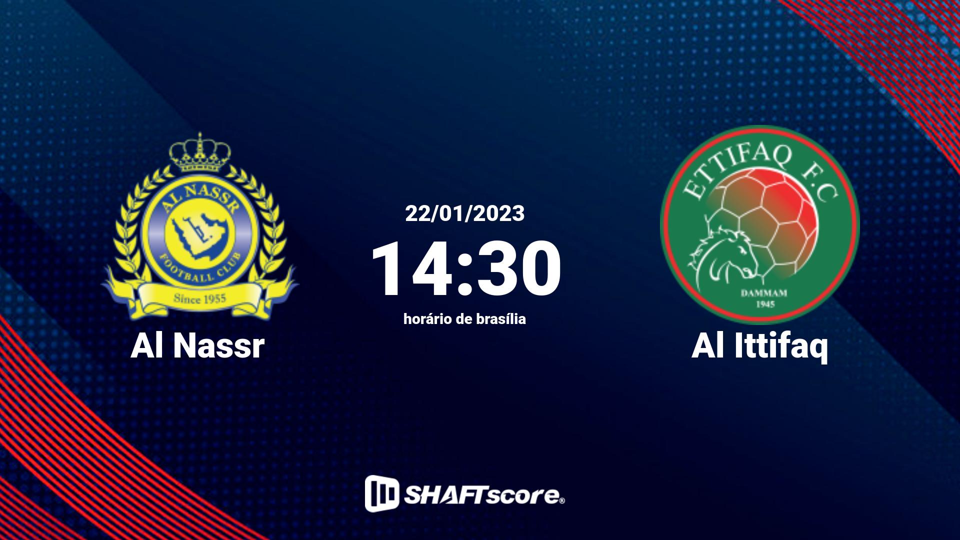 Estatísticas do jogo Al Nassr vs Al Ittifaq 22.01 14:30