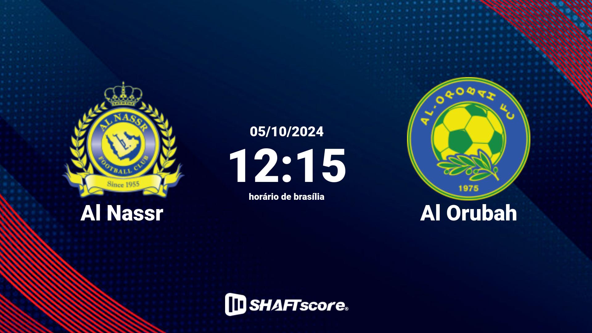 Estatísticas do jogo Al Nassr vs Al Orubah 05.10 12:15