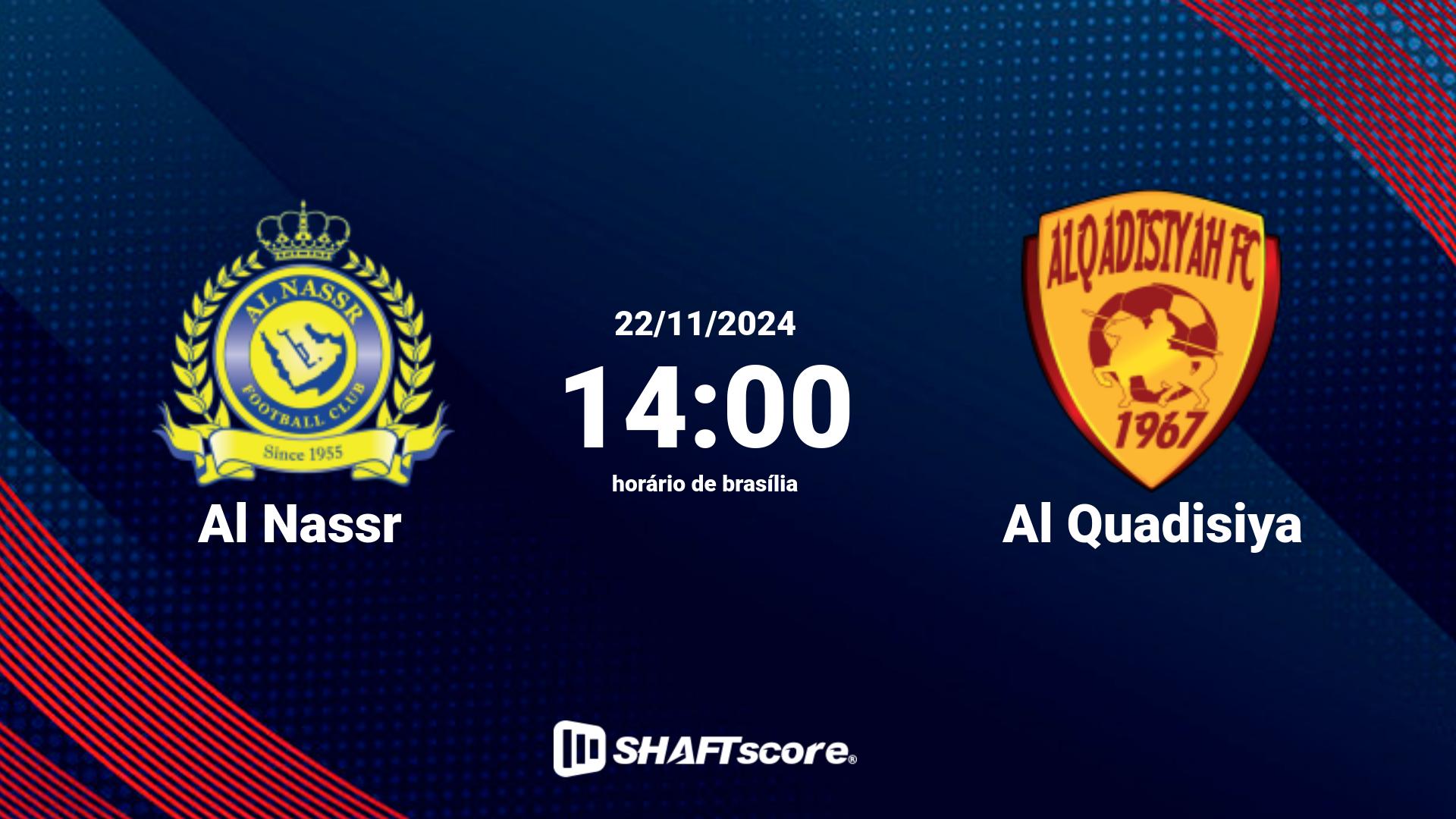 Estatísticas do jogo Al Nassr vs Al Quadisiya 22.11 14:00