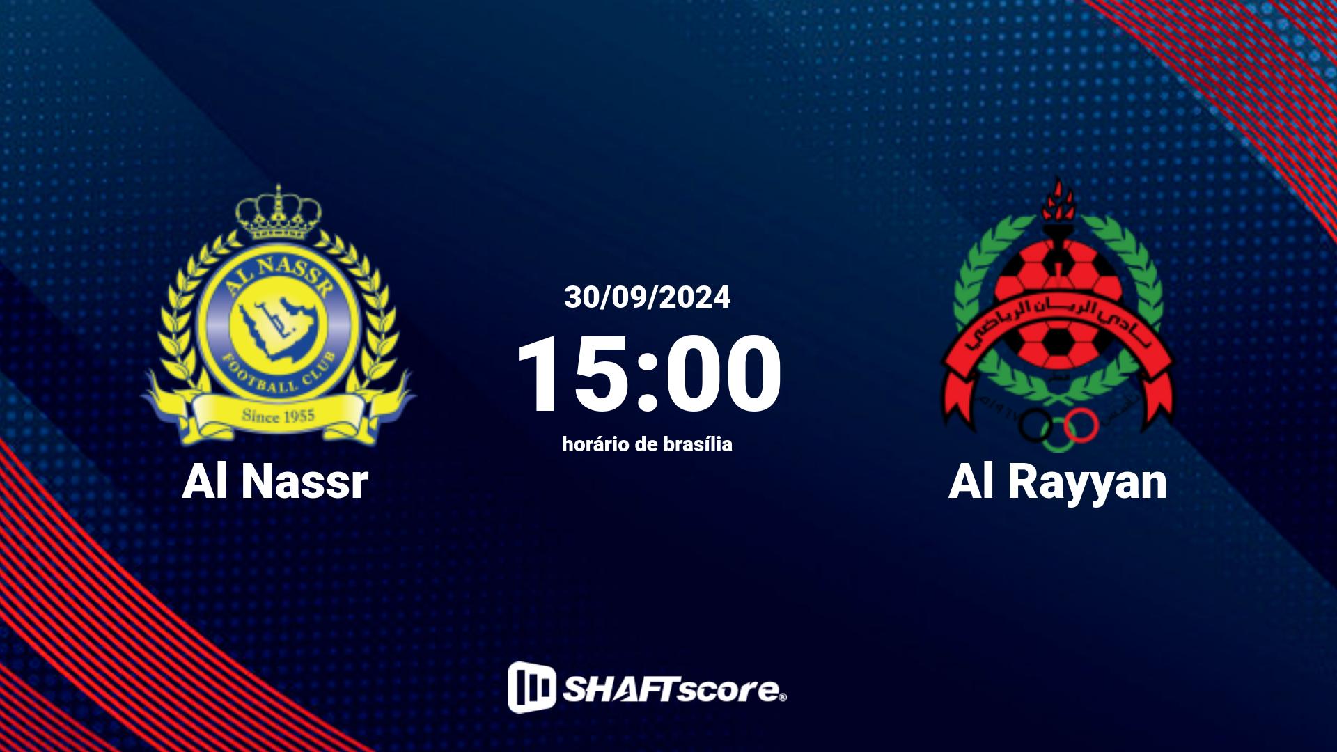 Estatísticas do jogo Al Nassr vs Al Rayyan 30.09 15:00