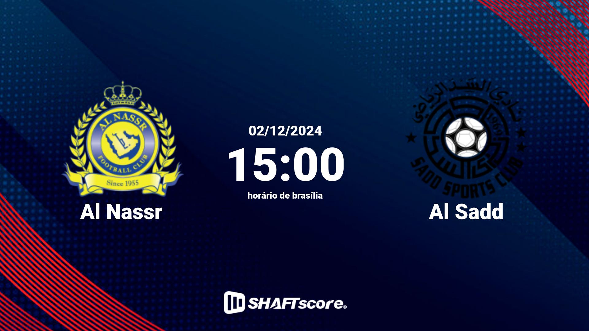 Estatísticas do jogo Al Nassr vs Al Sadd 02.12 15:00