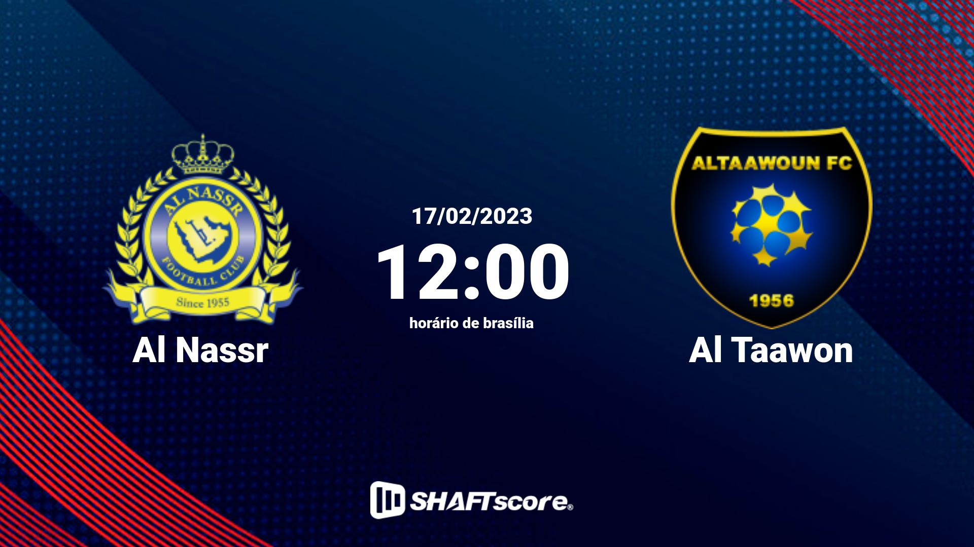 Estatísticas do jogo Al Nassr vs Al Taawon 17.02 12:00