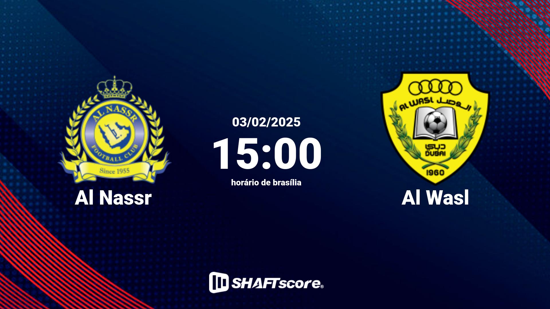 Estatísticas do jogo Al Nassr vs Al Wasl 03.02 15:00