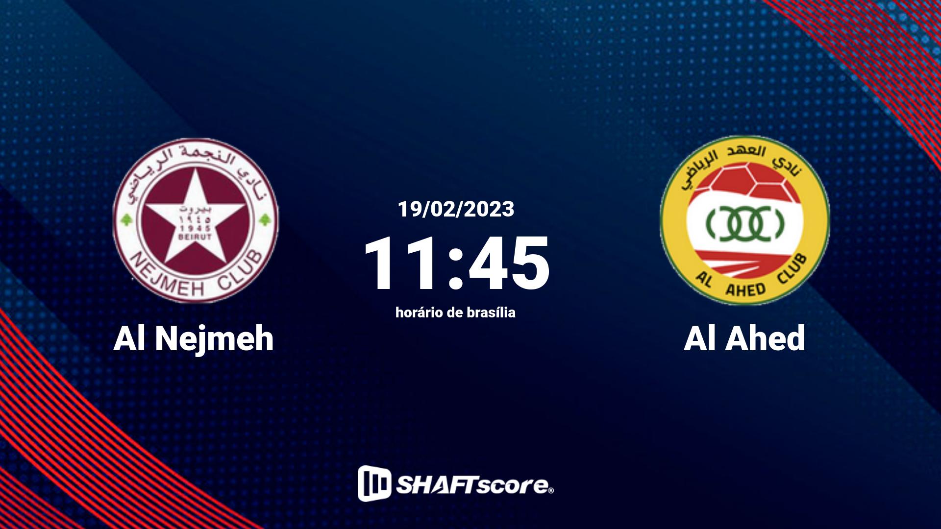 Estatísticas do jogo Al Nejmeh vs Al Ahed 19.02 11:45