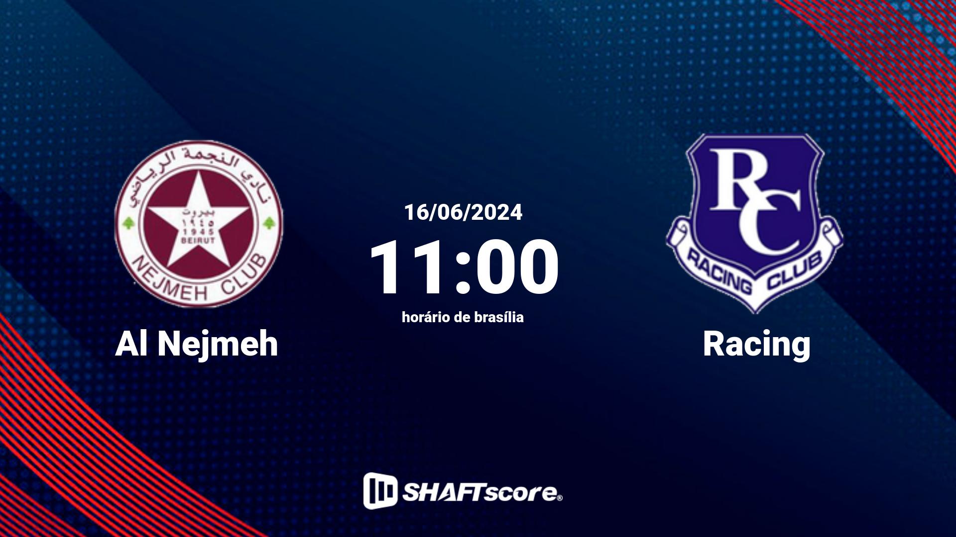 Estatísticas do jogo Al Nejmeh vs Racing 16.06 11:00